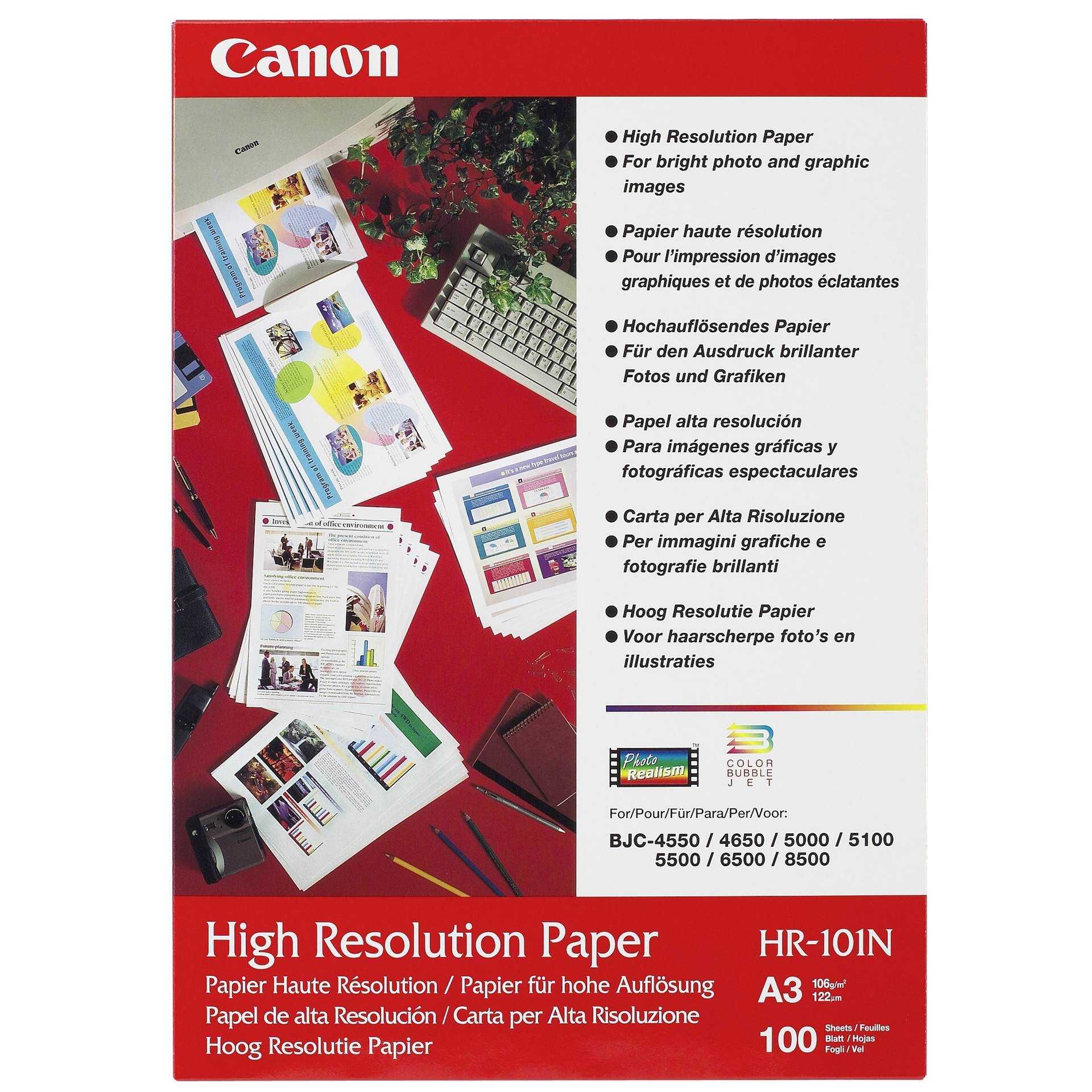 Canon HR-101 - A3 (297 x 420 mm) 100 Blatt Normalpapier - für BJC-4550, 4650, 5000, 6500; i6500; PIXMA iP6210D, iP6310D; S4500, 6300