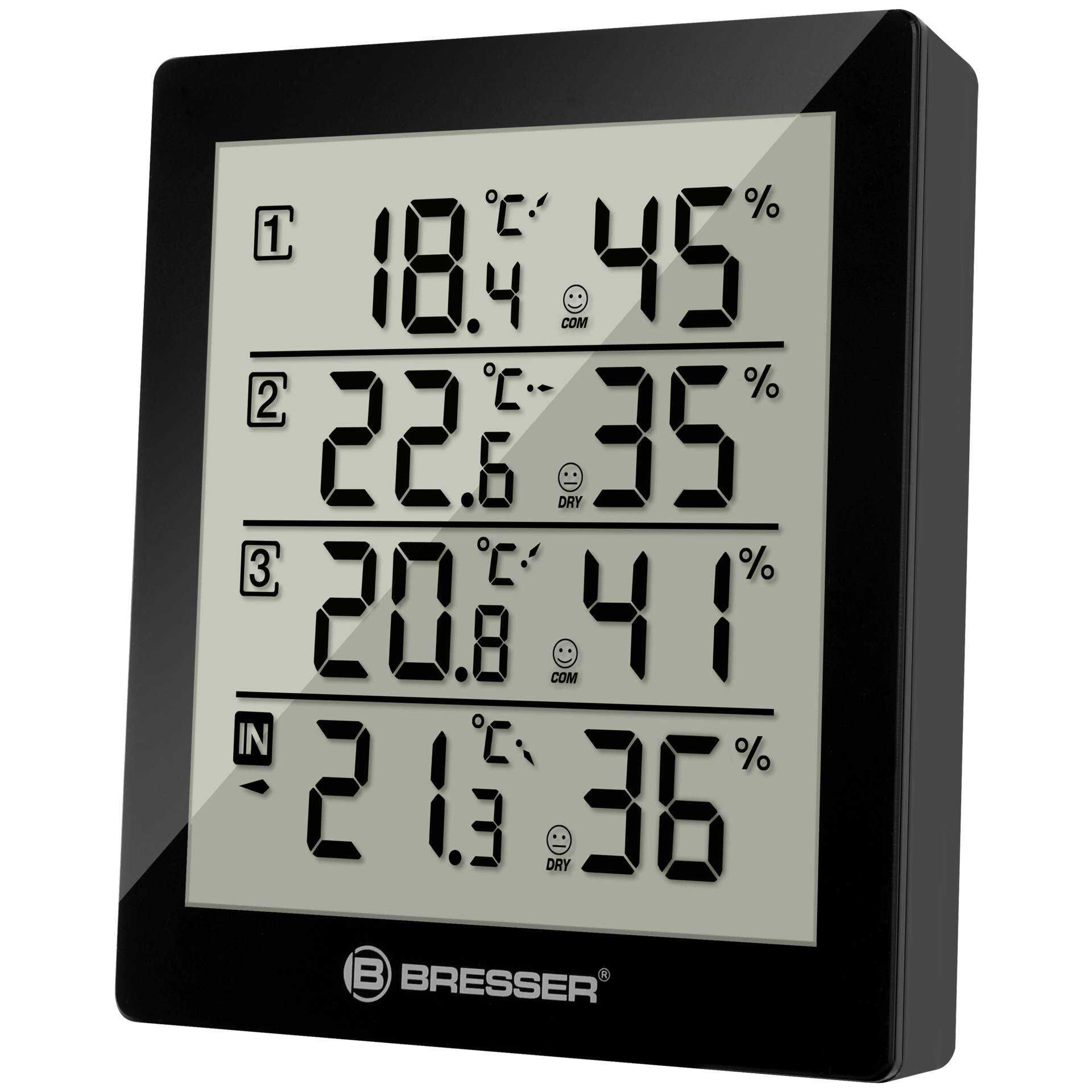 Bresser Temeo Hygro Quadro - Thermo-Hygrometer - digital - kabellos - Schwarz