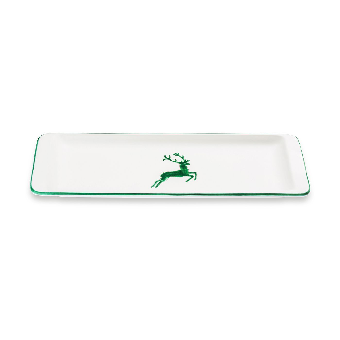 Gmundner Keramik Grüner Hirsch, Stollenplatte 42 x 16 cm