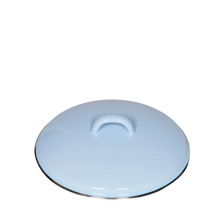 Riess Deckel mit Chromrand Ø24cm Pastell Blau Emaille