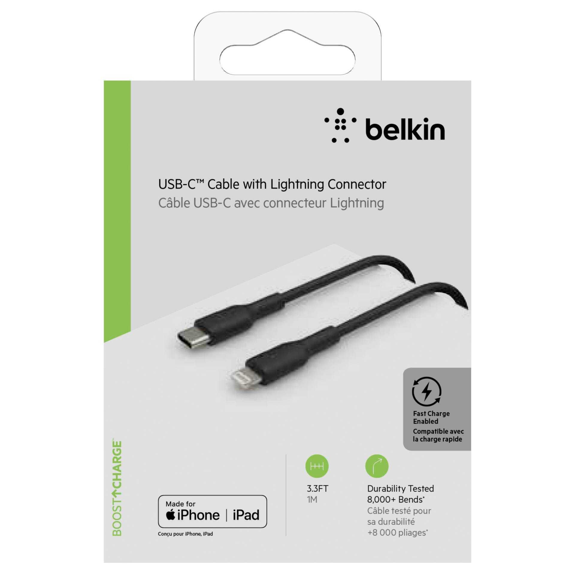 Belkin BOOST CHARGE - Lightning-Kabel - USB-C (M) bis Lightning (M) - 1 m - Schwarz - USB-Stromversorgung (18 W)