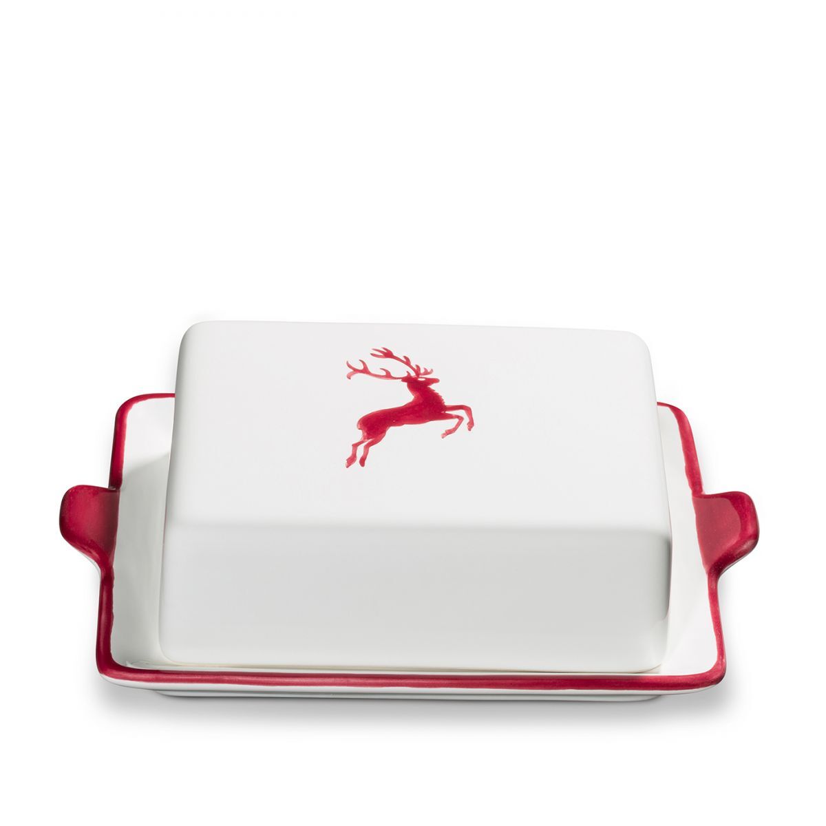 Gmundner Keramik Bordeauxroter Hirsch, Butterdose (250g)