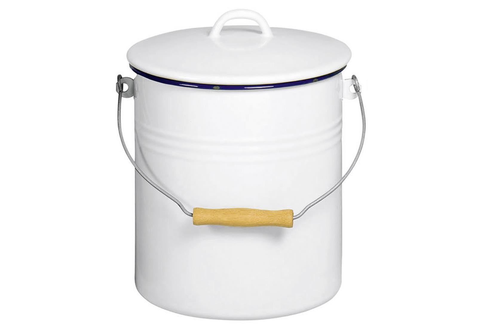 KARL KRÜGER Eimer mit Deckel 10 Liter 32cm Ø25cm emailliert weiß