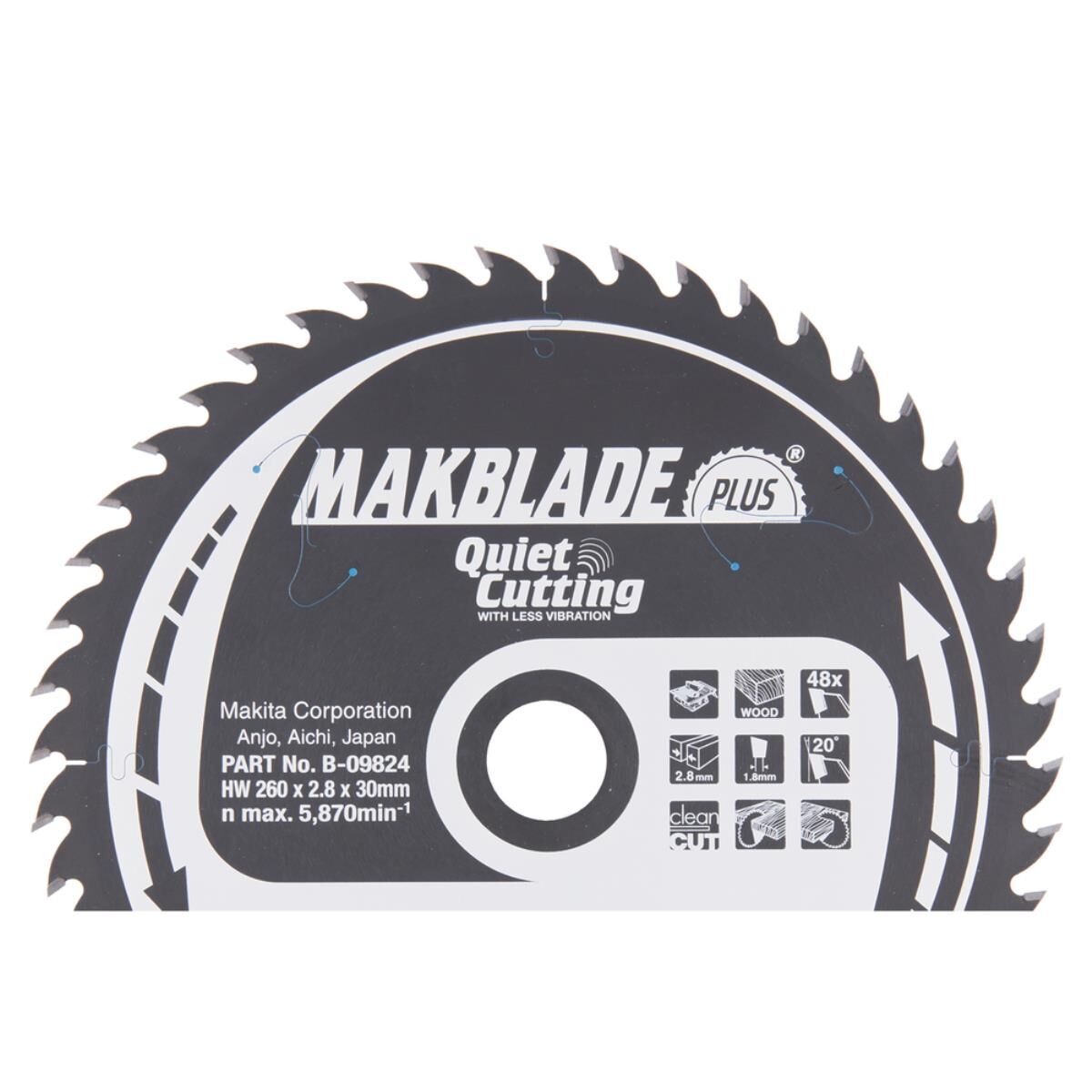 Makita Kreissägeblatt, MAKBLADE PLUS 260 x 30 mm • 48 Zähne
