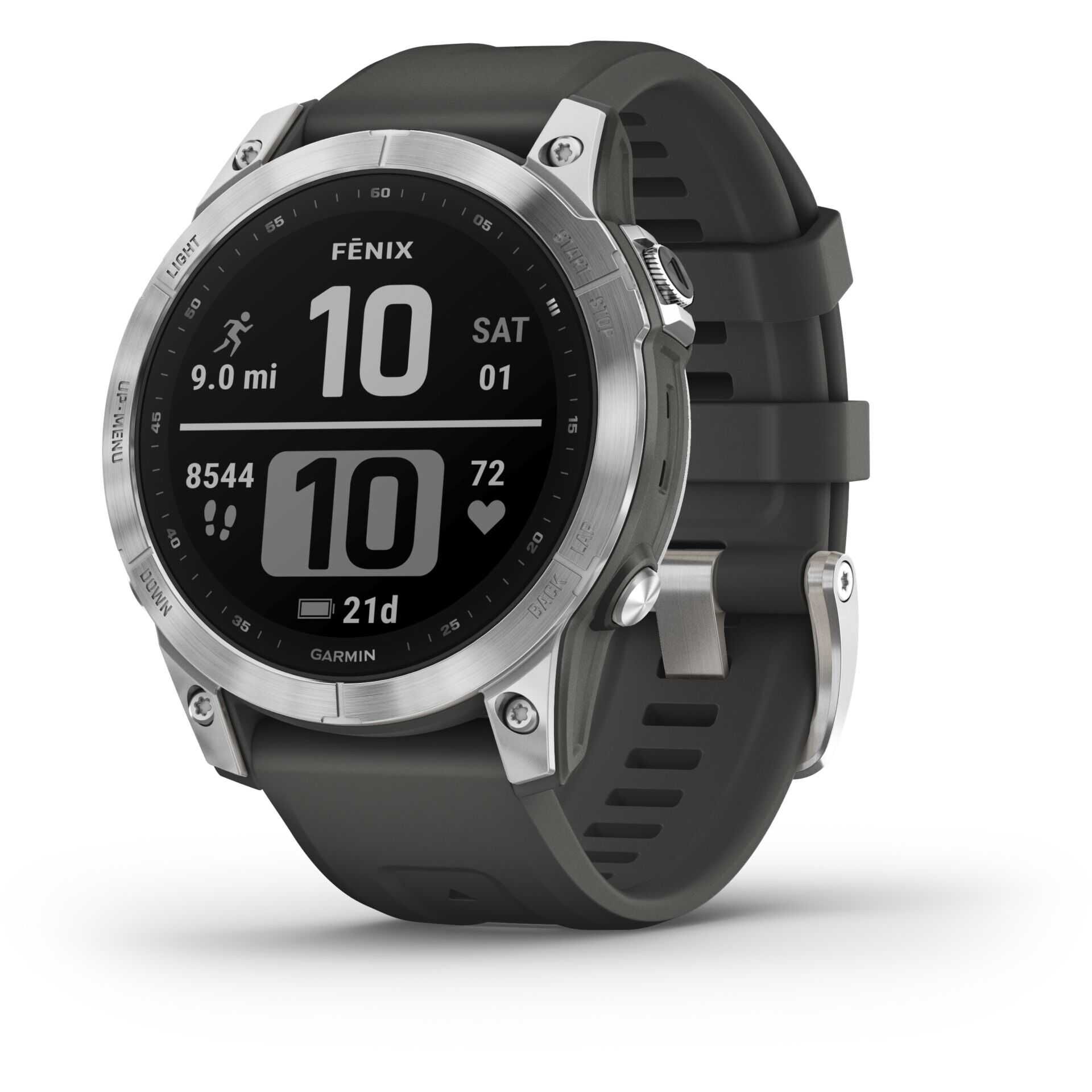 Garmin fenix 7 - 47 mm - silber - Sportuhr mit Band - Silikon - Graphit
