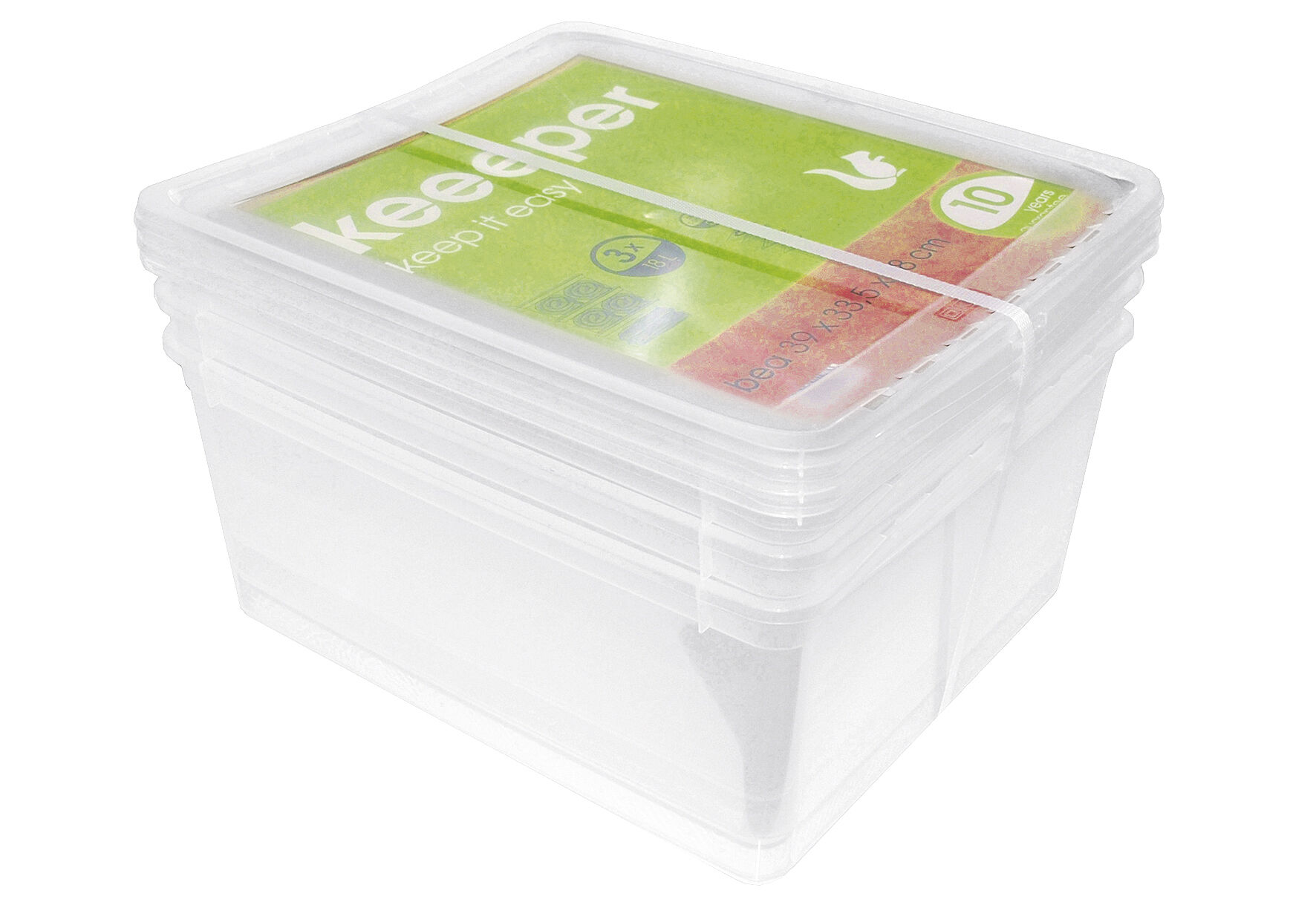 KEEEPER Aufbewahrungsbox Bea 18l 39x33,5x18cm transparent 3er Set
