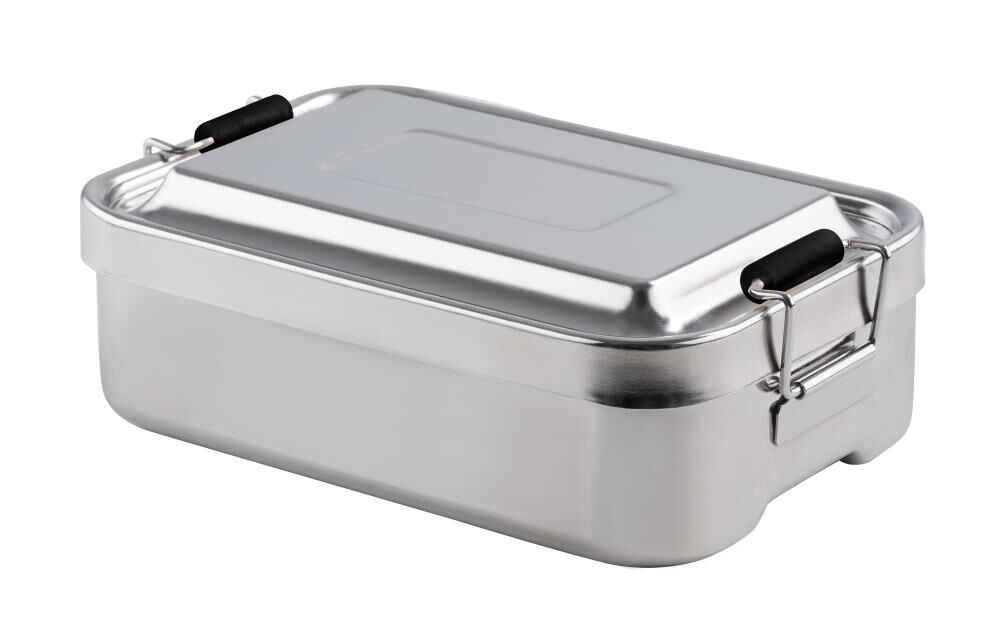 Kelomat Jausen- Lunchbox aus Edelstahl 23x15 cm mit Klemmverschluss und Unterteilung