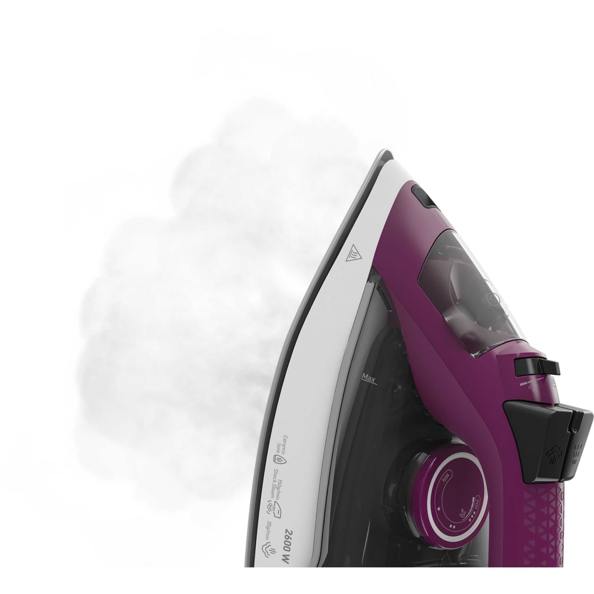 Grundig SI 6850 - Dampfbügeleisen mit automatischer Abschaltung - Grundplatte: Keramik - 2600 W - Weiß/Violett/Grau