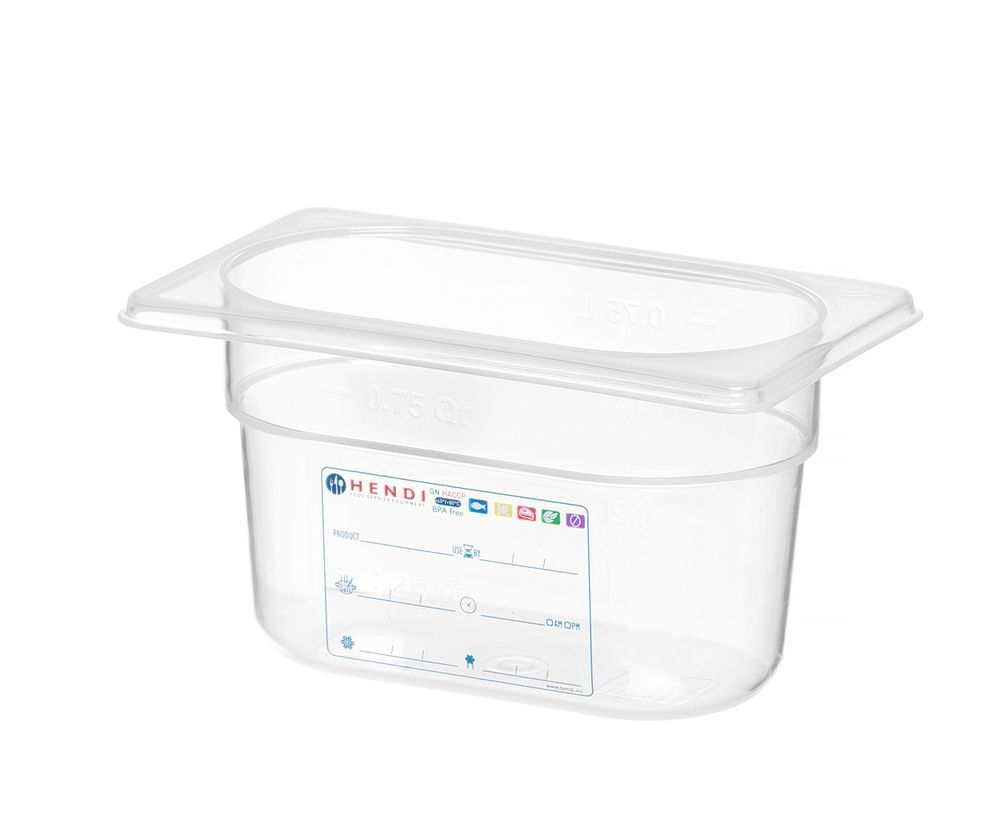 HENDI Gastronorm-Behälter 1/9, GN 1/9, 0,9L, Transparent, 176x108x(H)100mm