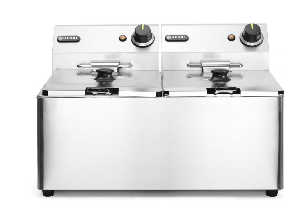 HENDI Fritteuse Kitchen Line - 2x8L, Kitchen Line, 16L, 230V/7000W, 542x430x(H)351mm