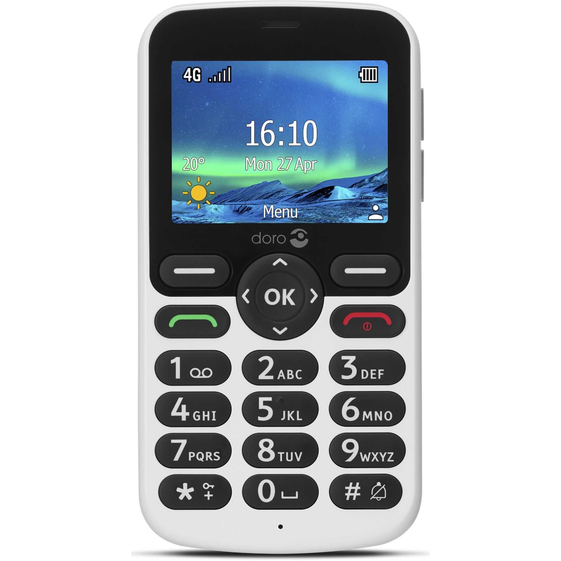 DORO 5860 - 4G Feature Phone - microSD slot - 320 x 240 Pixel - rear camera 2 MP - Schwarz, weiß
