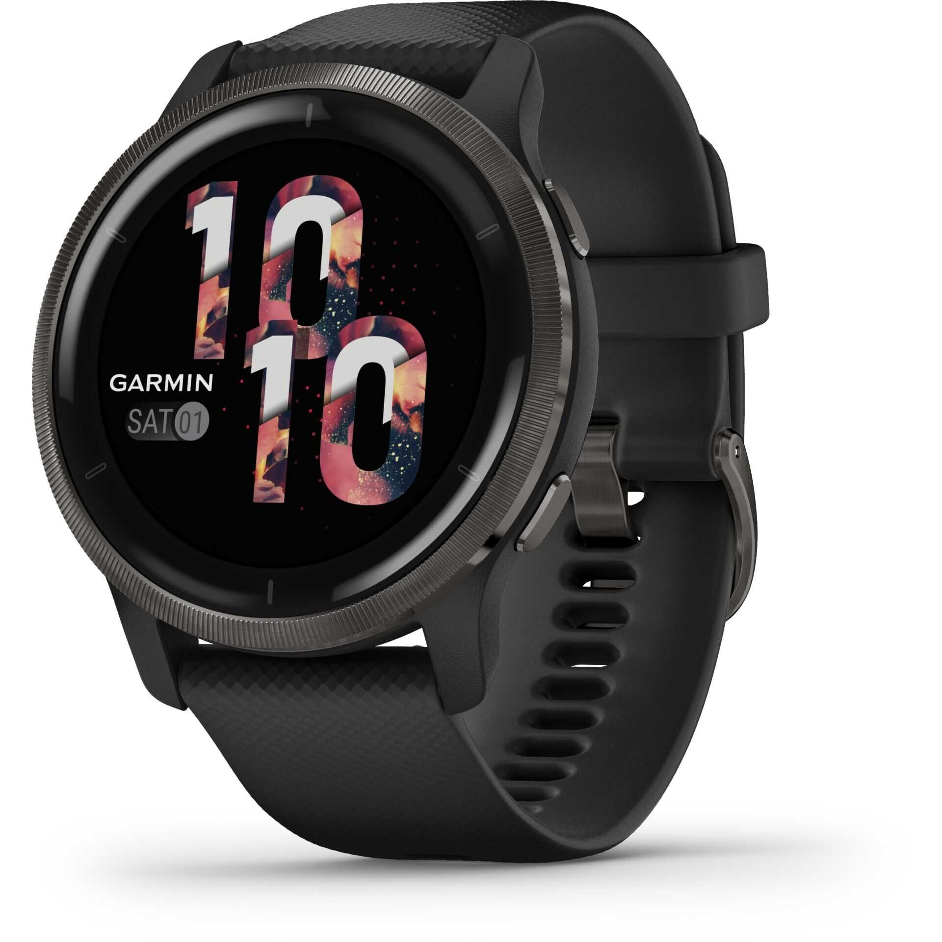 Garmin Venu 2 - 45 mm - schwarz - Sportuhr mit Band - Silikon - schwarz