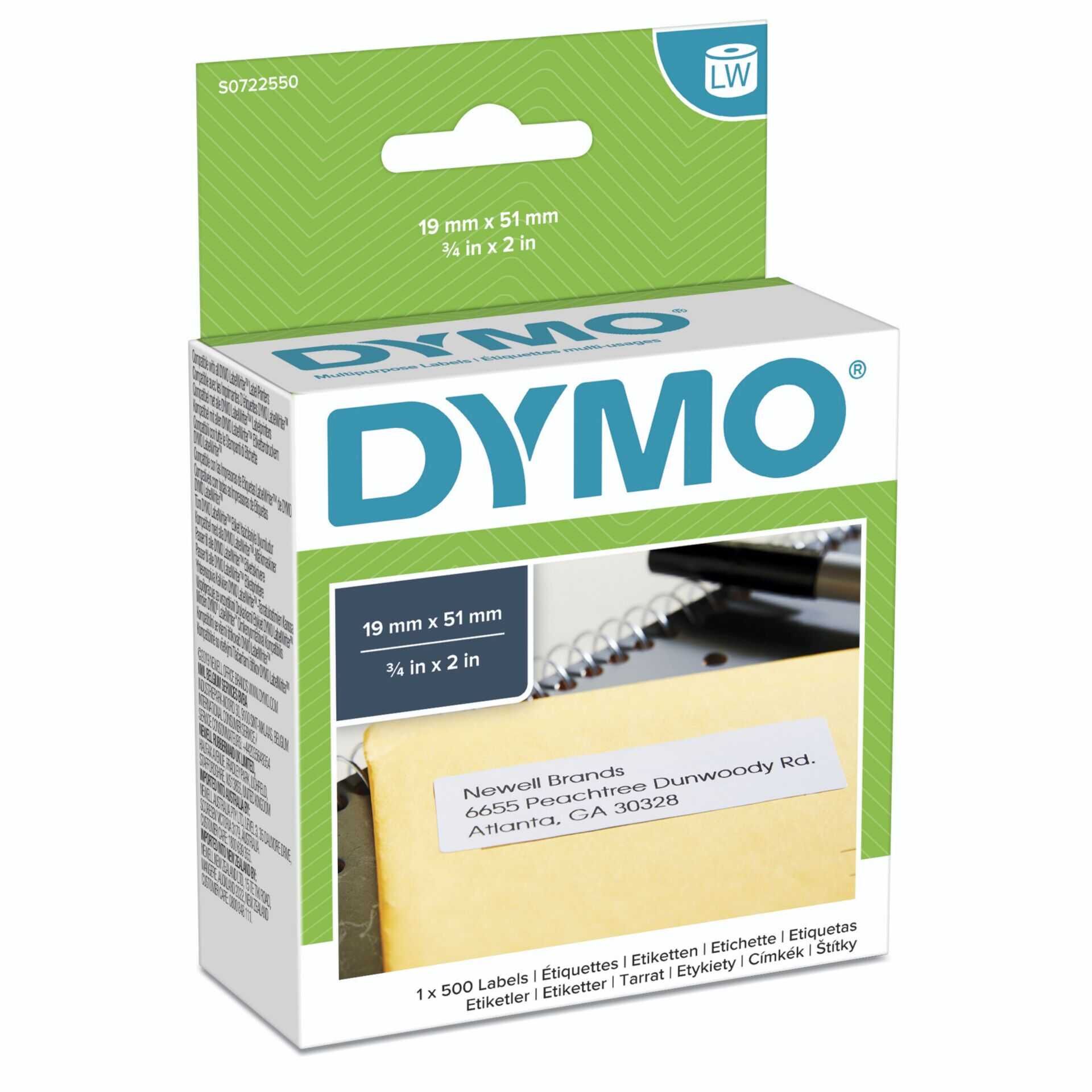 DYMO LabelWriter MultiPurpose - Weiß - 19 x 51 mm 500 Etikett(en) (1 Rolle(n) x 500) Mehrzwecketiketten - für DYMO LabelWriter 310, 315, 320, 330, 400, 450, 4XL, SE450, Wireless