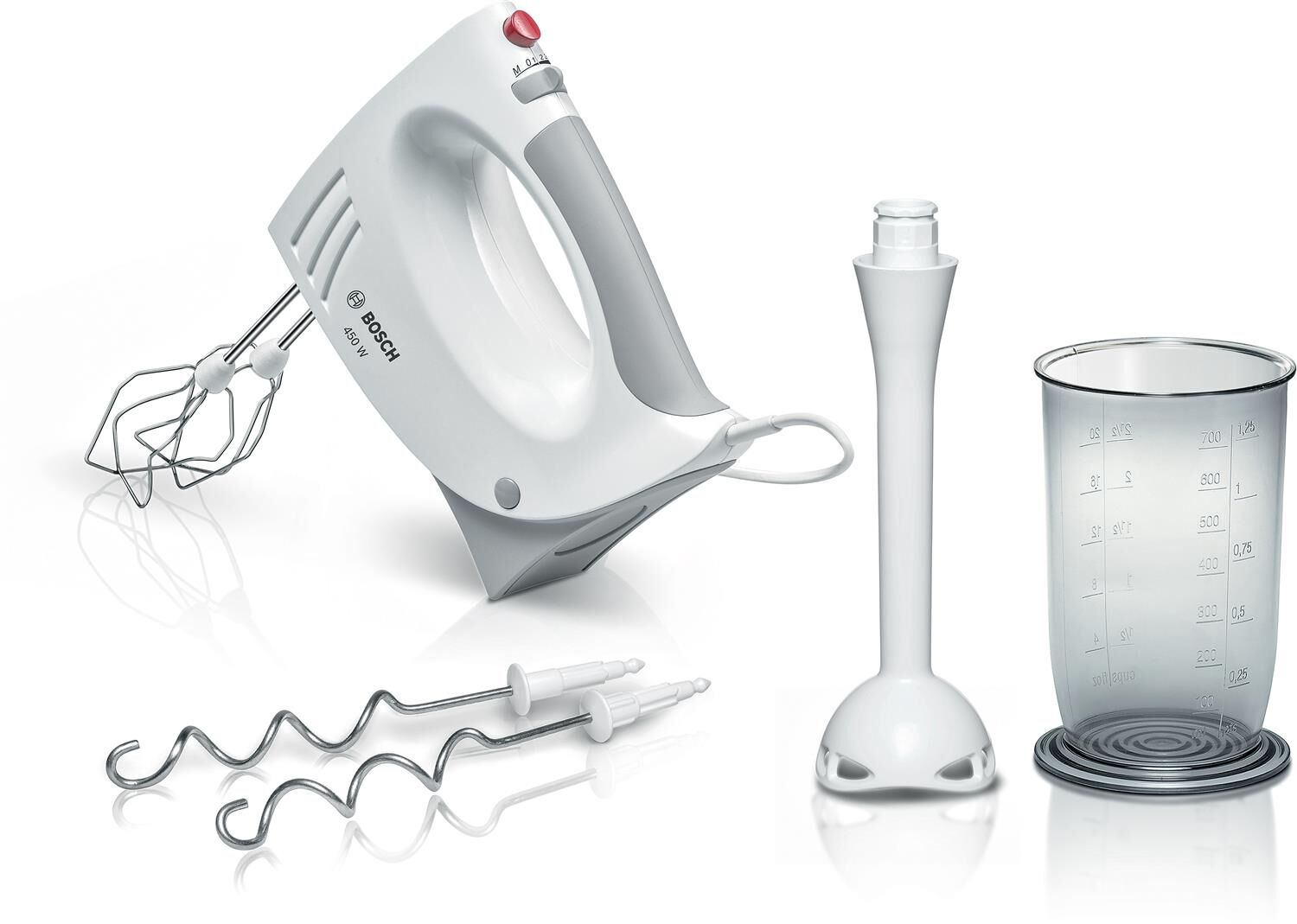 BOSCH Handrührer MFQ 3540 450 Watt mit Mixbecher weiß