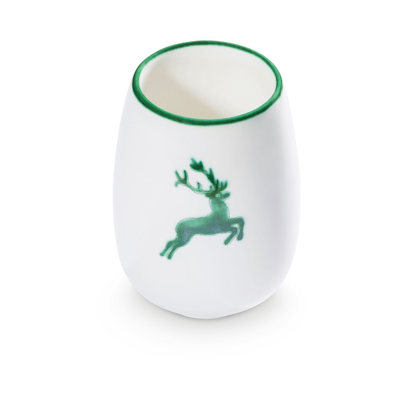 Gmundner Keramik Grüner Hirsch, Vase (H: 11cm)