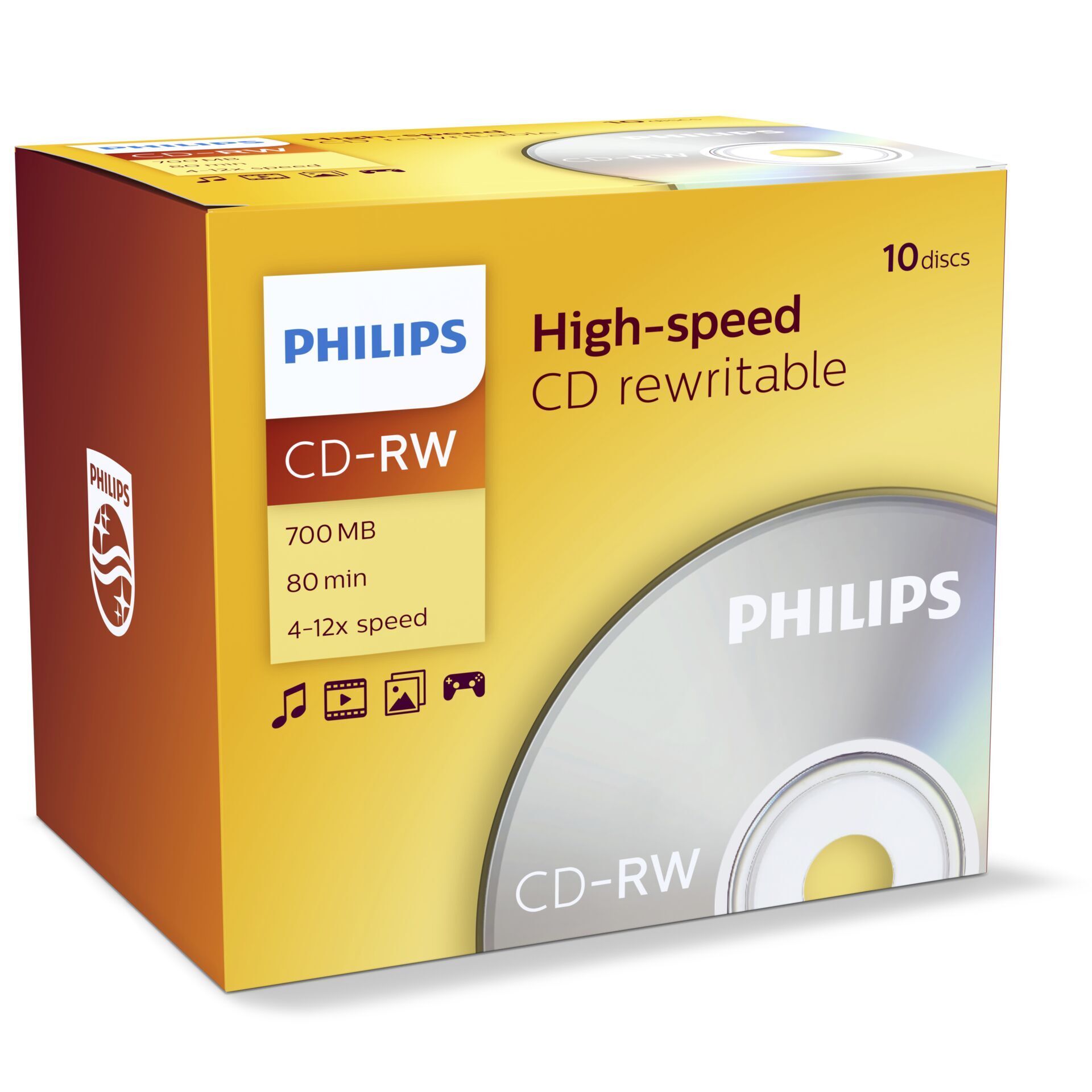 Philips CW7D2NJ10 - 10 x CD-RW - 700 MB (80 Min) 4x - 12x - Jewel Case (Schachtel)