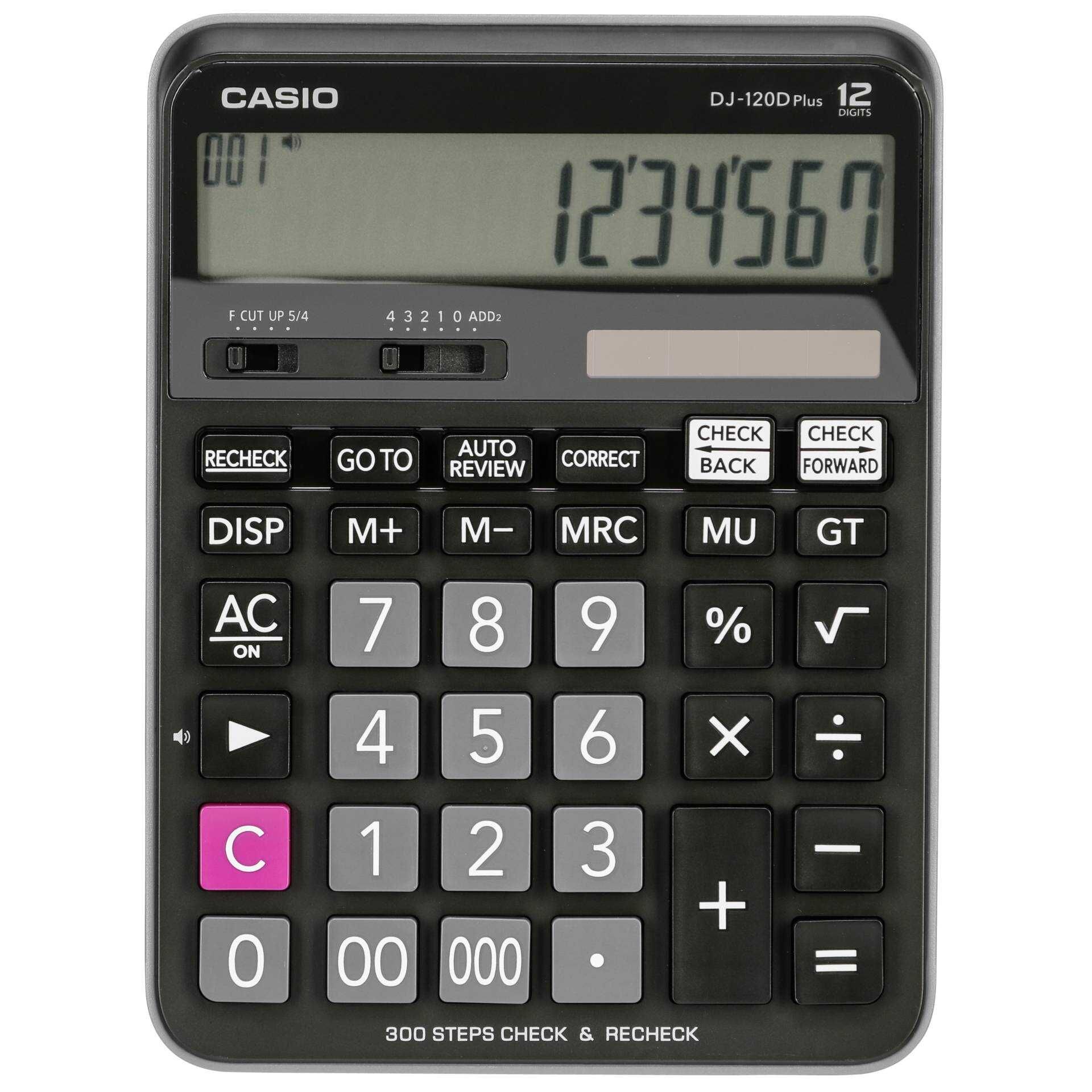 Casio DJ-120D Plus - Desktop-Taschenrechner - 12 Stellen - Solarpanel, Batterie