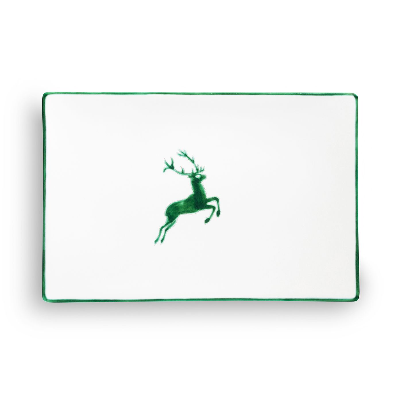 Gmundner Keramik Grüner Hirsch  Platte rechteckig (30x20cm)