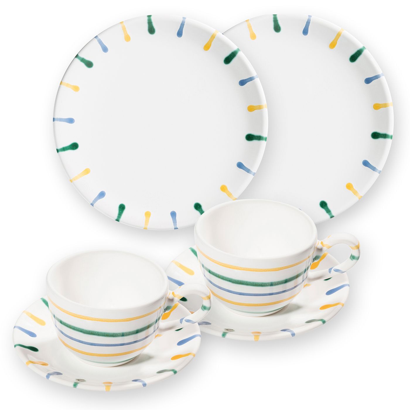 Gmundner Keramik Buntgeflammt, Frühstück für 2 Cup