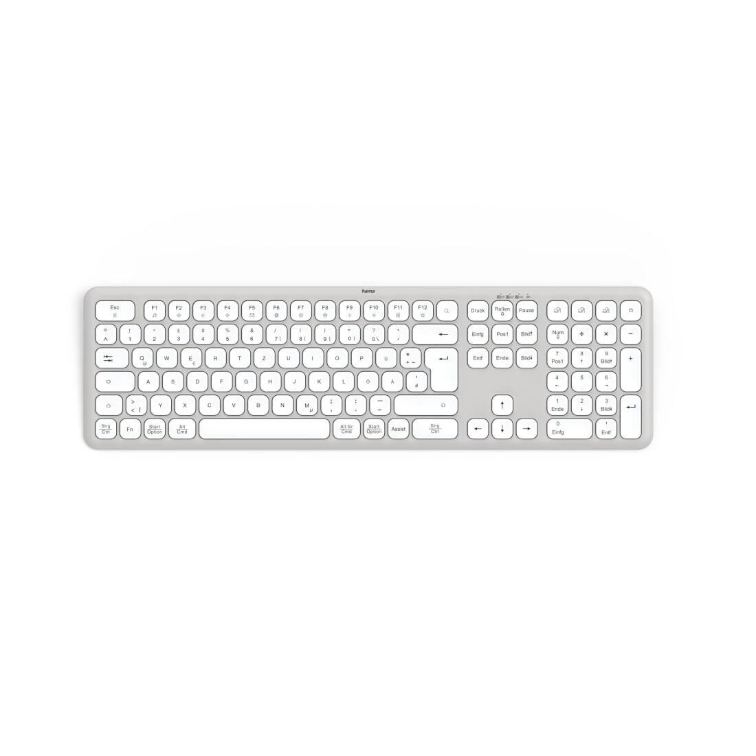 Hama Multi-Device-Tastatur "WK-550", kabellos, Funk u. Bluetooth®, WS, QWERTZ DE