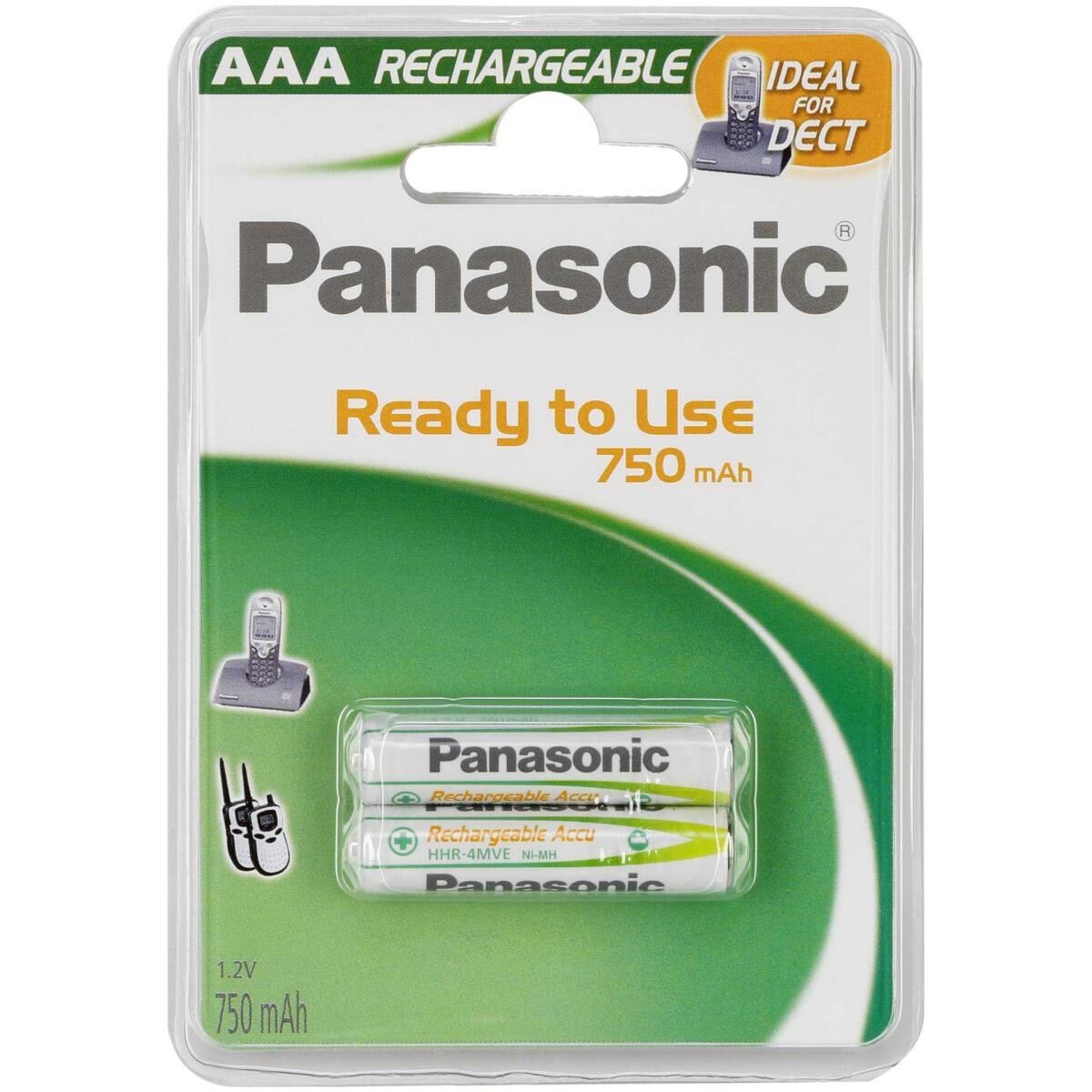 Panasonic HHR-4MVE/2BD - Batterie 2 x AAA-Typ - NiMH - (wiederaufladbar) - 750 mAh