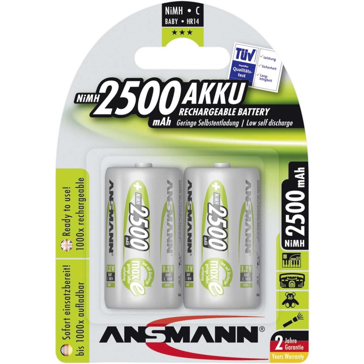 ANSMANN - Batterie 2 x C - NiMH - (wiederaufladbar) - 2500 mAh