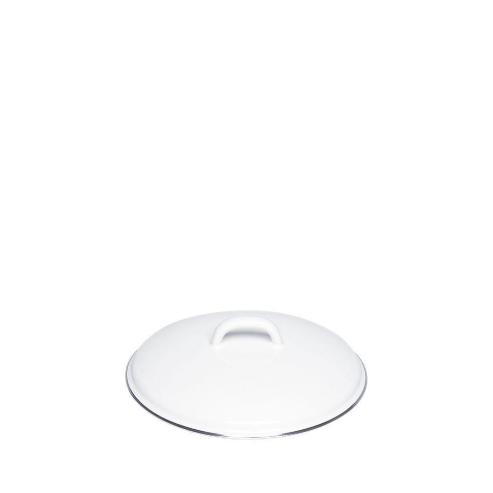 Riess Deckel mit Chromrand Ø14cm Emaille Classic Weiss