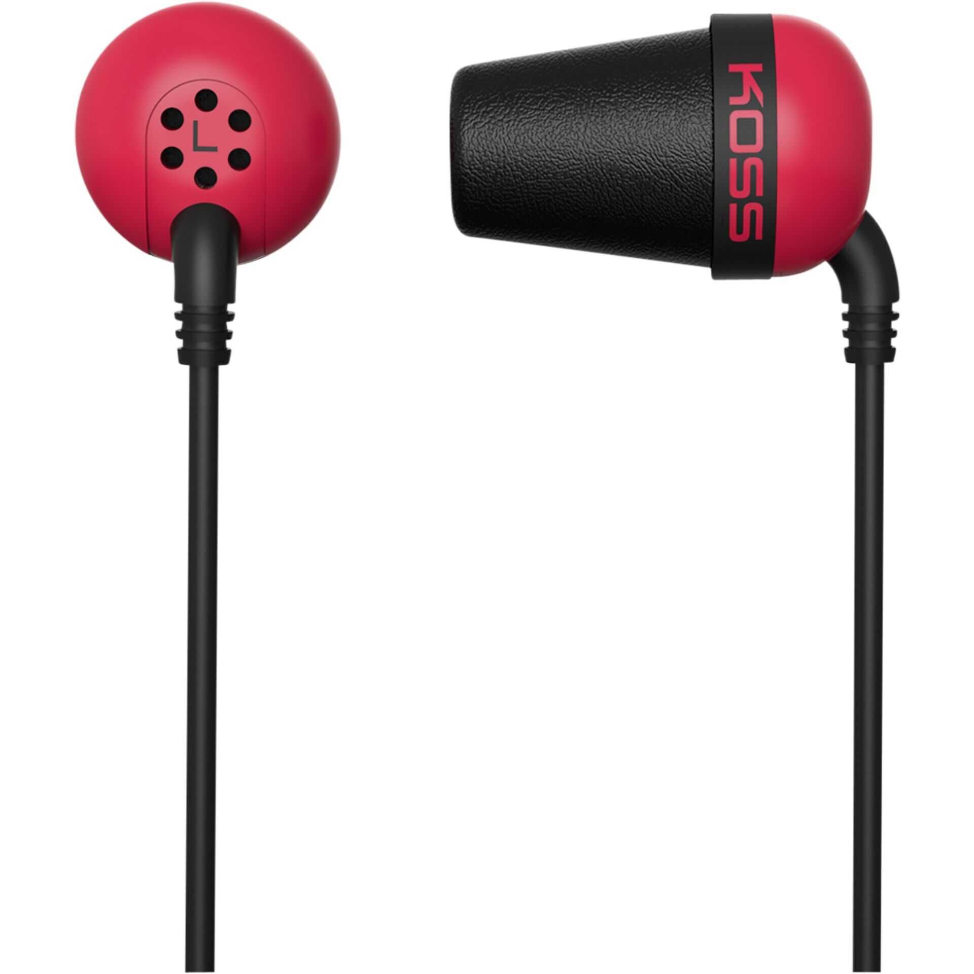 Koss PLUG R. Position Kopfhörerlautsprecher: Im Ohr. Tragestil: im Ohr. Kopfhörerfrequenz: 10 - 20000 Hz, Kopfhörer Empfindlichkeit: 112 dB, Impedanz: 16 Ohm. Kabellänge: 1,2 m. Produktfarbe: Rot (185331ROT)