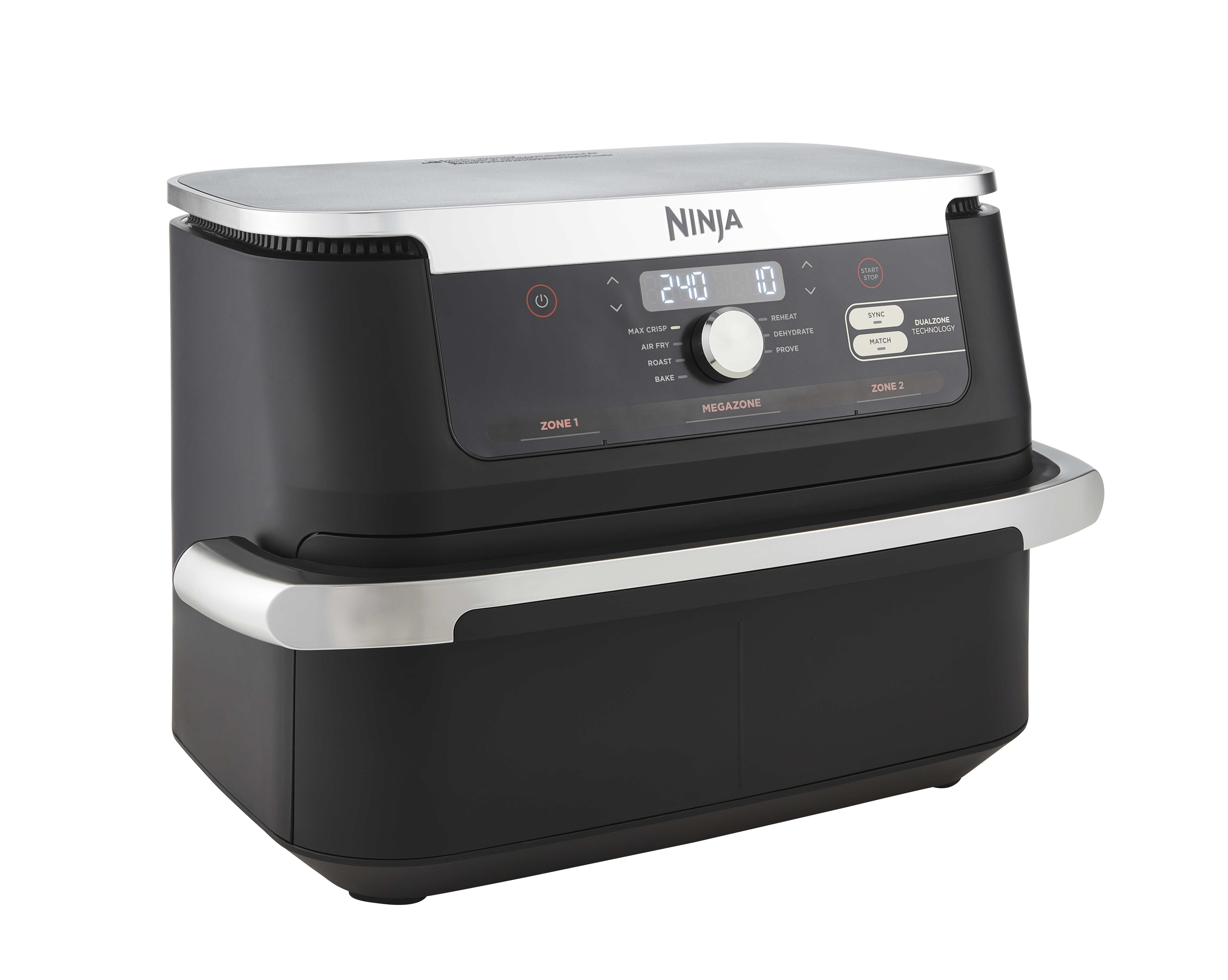 Ninja AF500EU Fritteuse Doppel 10,4 l Eigenständig 2470 W Heißluftfritteuse Schwarz, Edelstahl