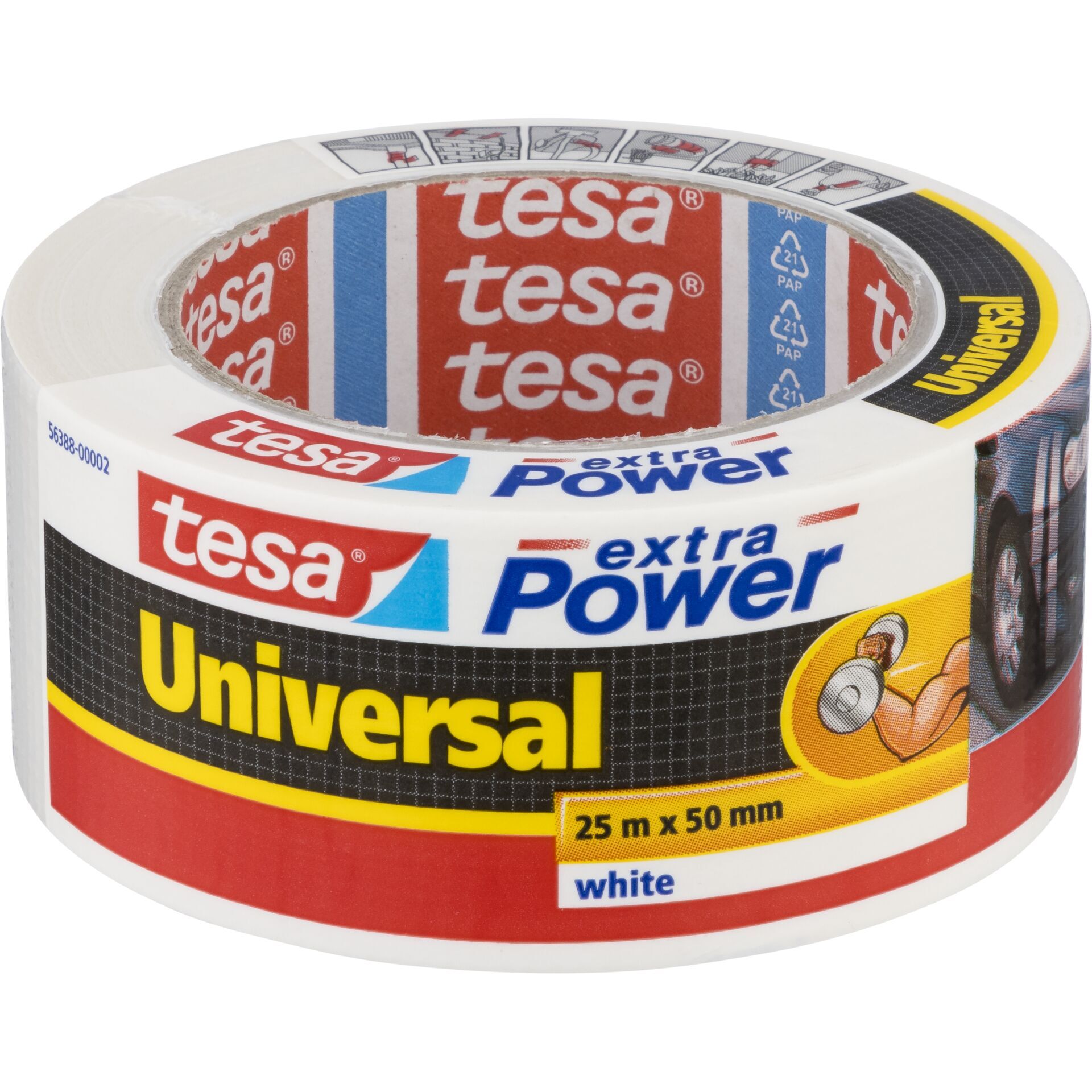 Tesa Gewebekleb. 25m x 50mm extra Power weiß 56388