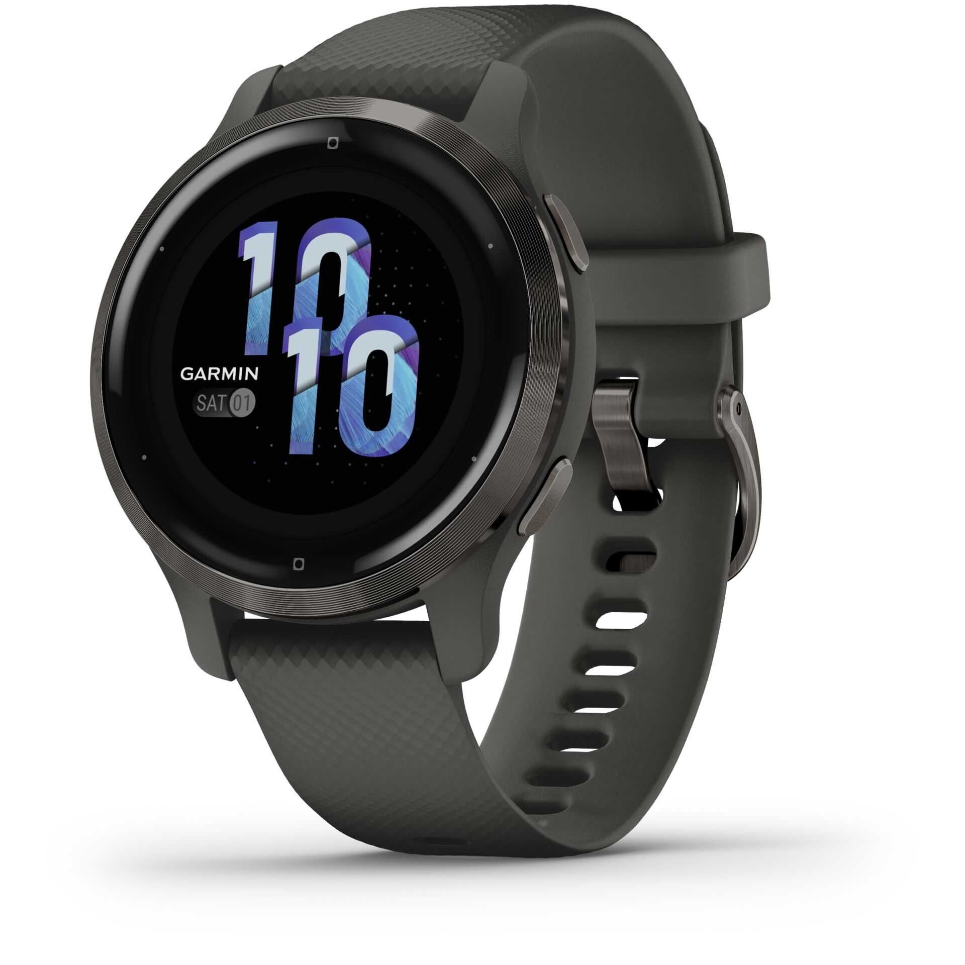 Garmin Venu 2S - 40 mm - Carbon-Schwarz - Sportuhr mit Band - Silikon - Handgelenkgröße: 110-175 mm