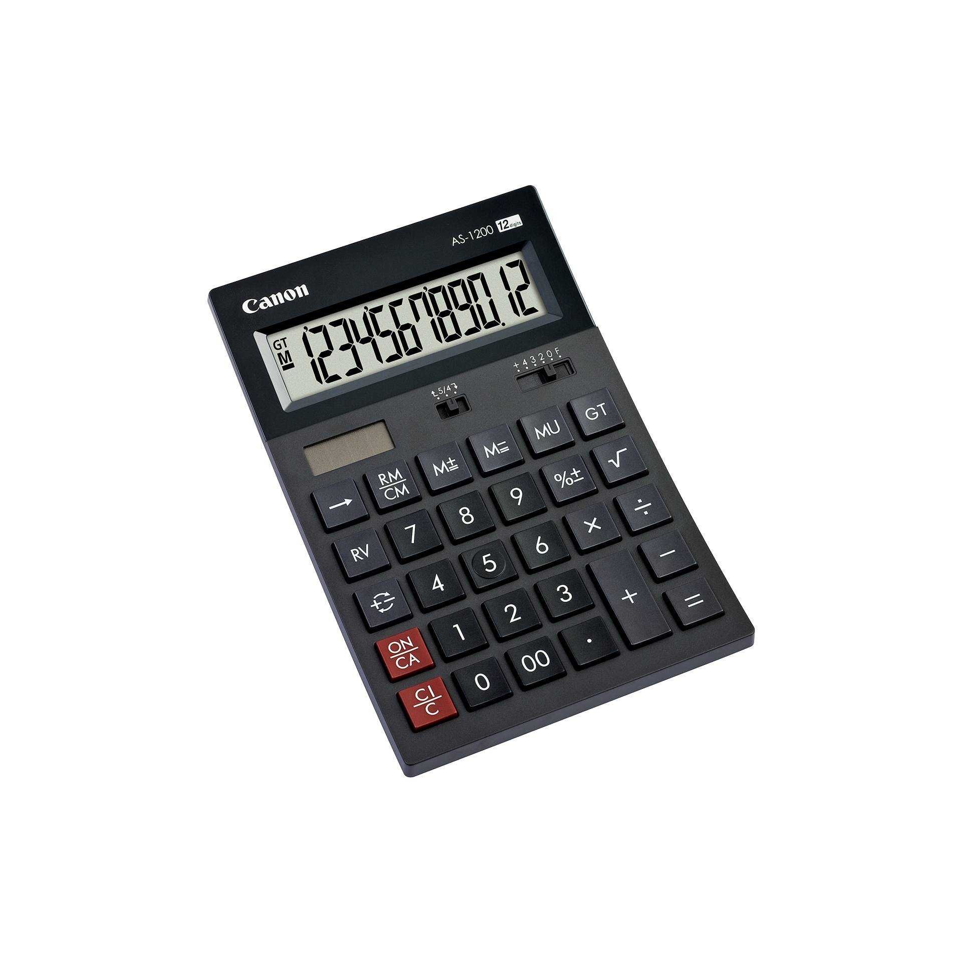 Canon AS-1200 - Desktop-Taschenrechner - 12 Stellen - Solarpanel, Batterie - Dunkelgrau