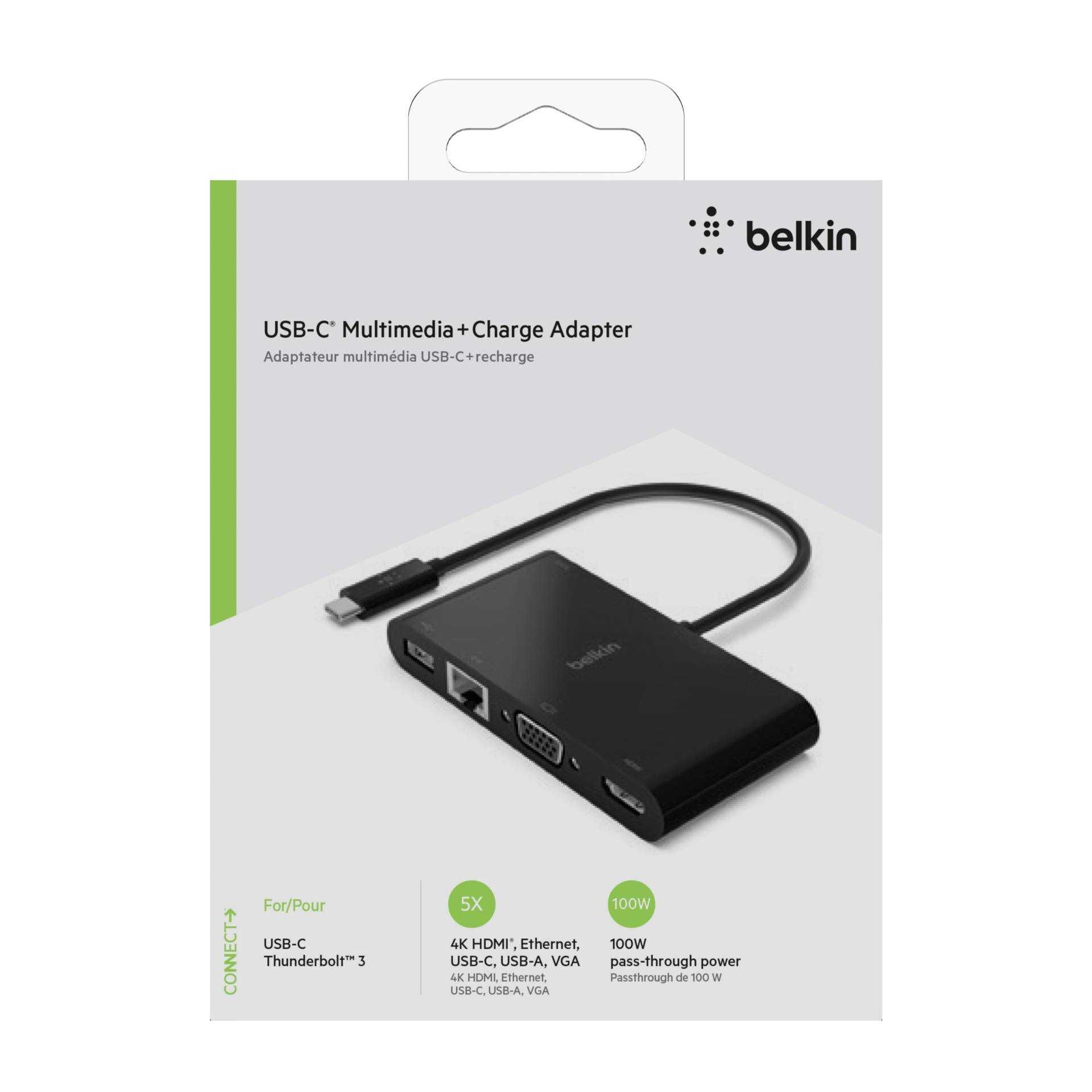 Belkin Multimedia + Charge Adapter - Docking Station - USB-C - VGA, HDMI - GigE
