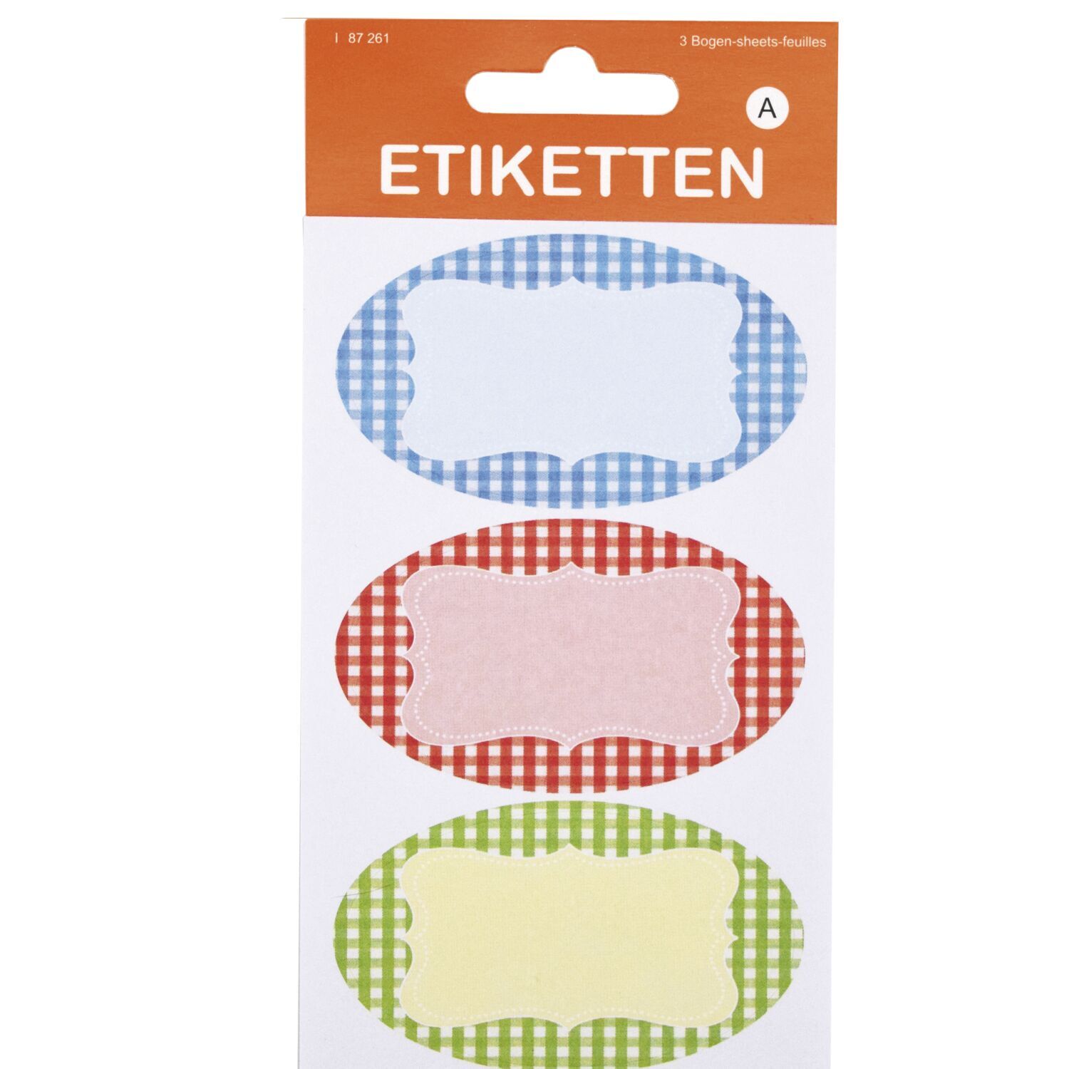Etiketten 9-tlg., Karo sortiert