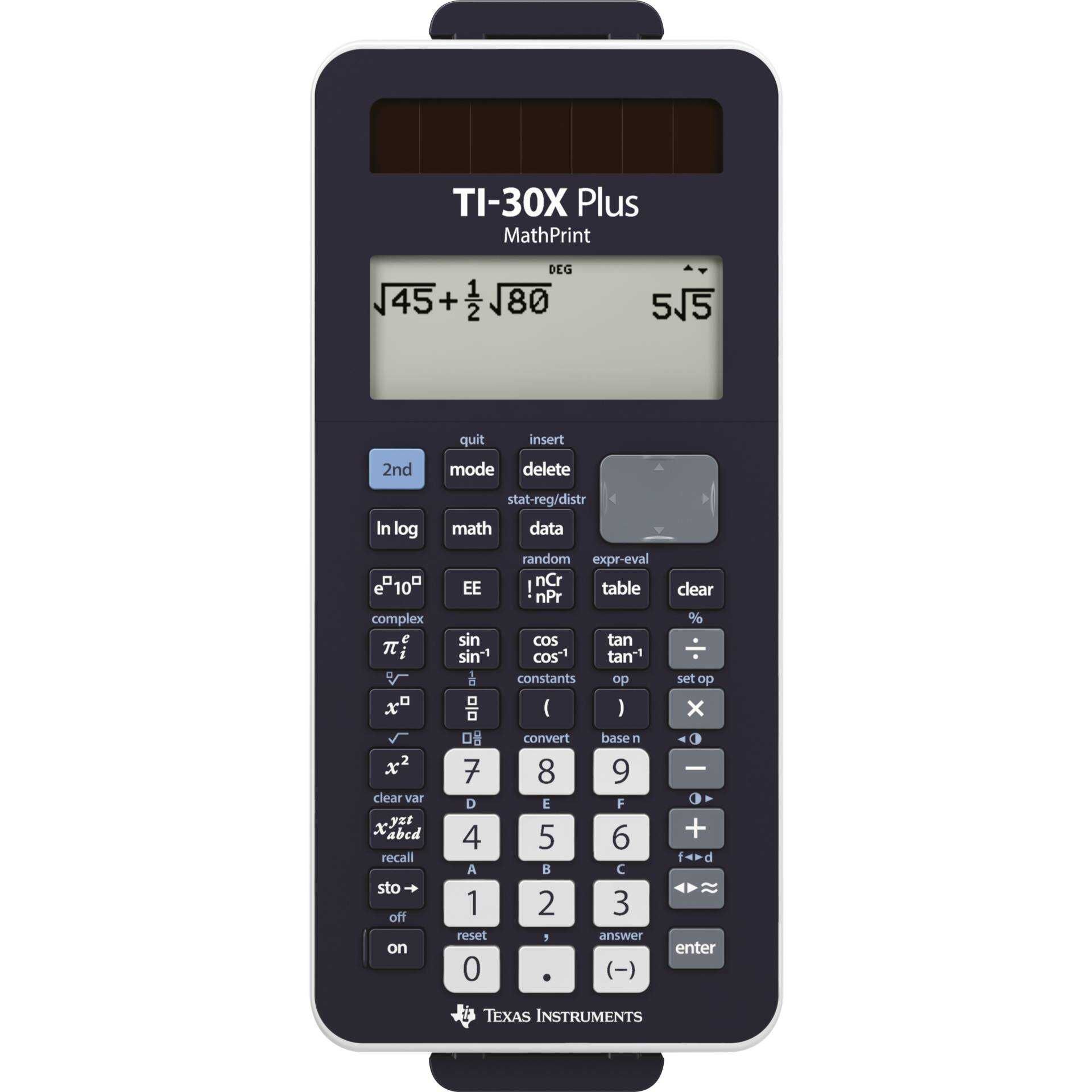 Texas Instruments TI-30X Plus MathPrint - Wissenschaftlicher Taschenrechner - Solarpanel, Batterie