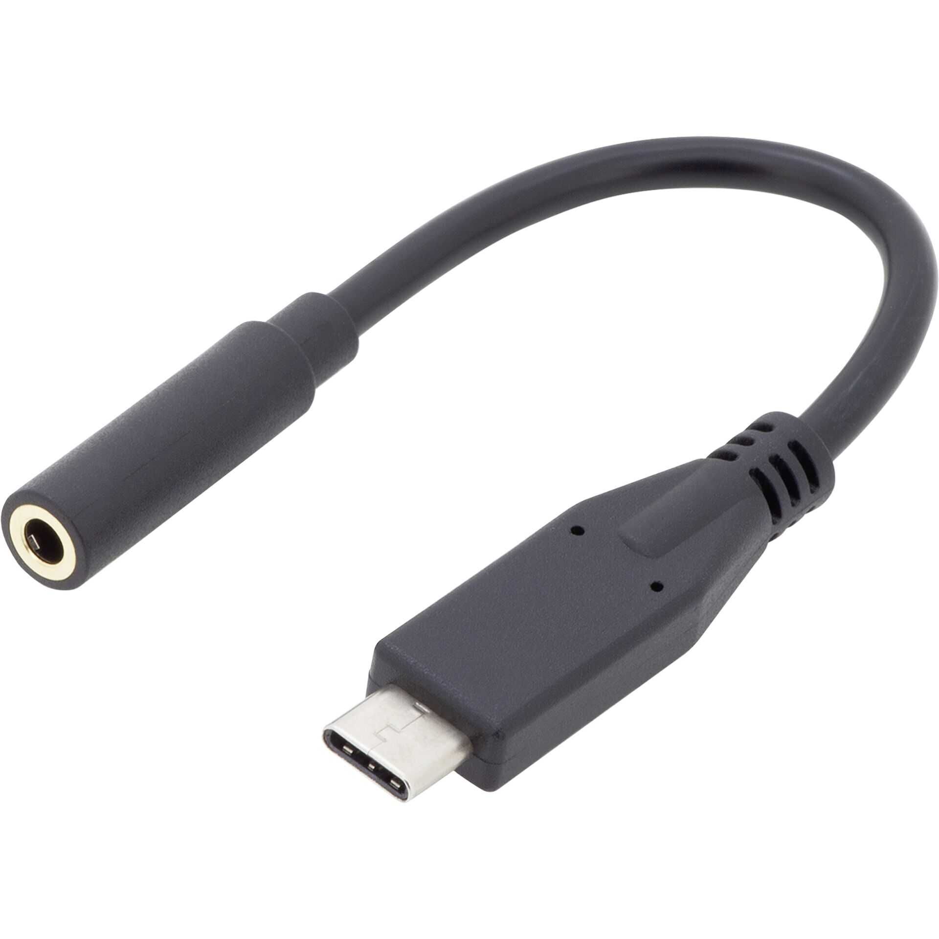 DIGITUS - Adapter USB-C auf Klinkenstecker - USB-C männlich bis Stereo Mini-Klinkenstecker weiblich - 20 cm - Schwarz