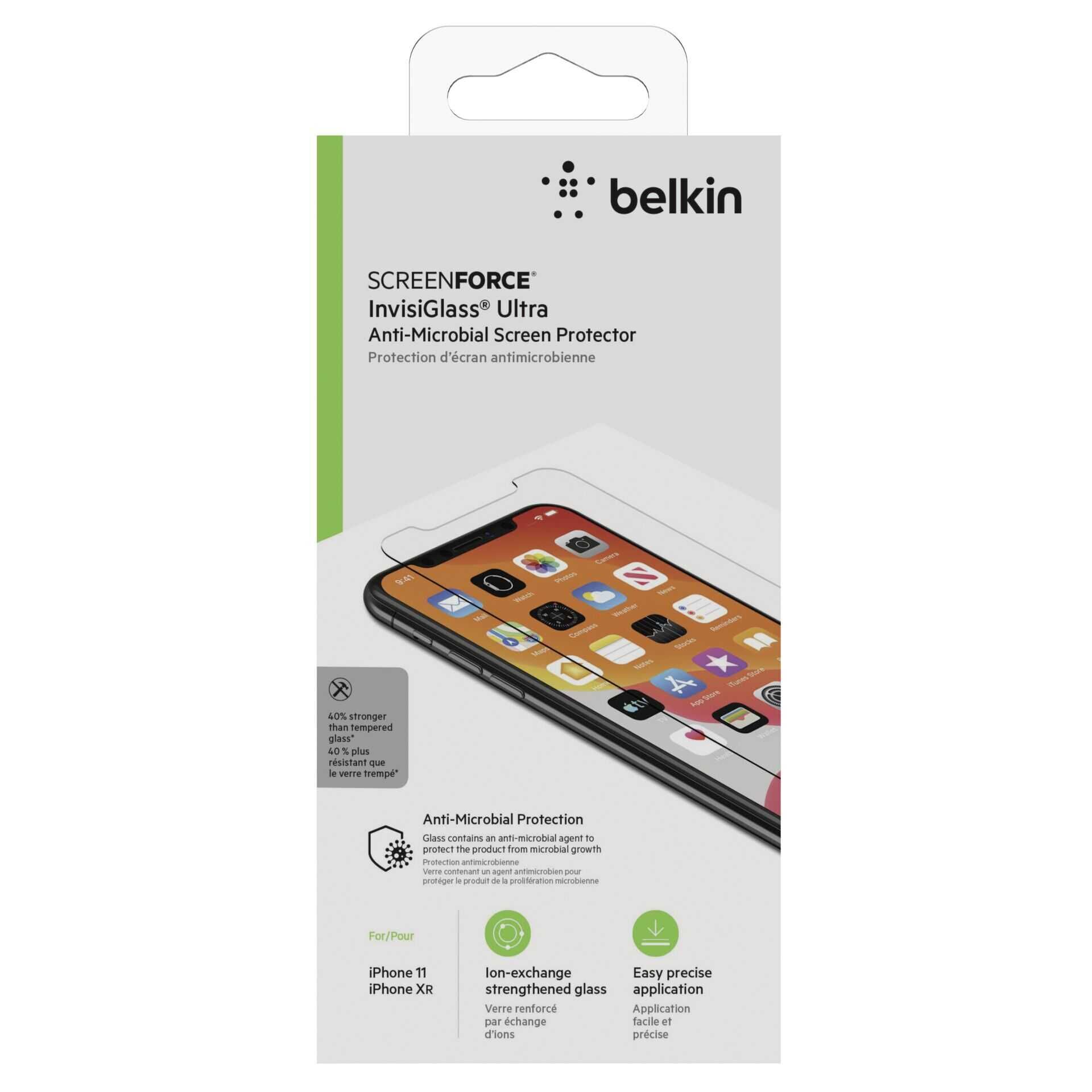 Belkin InvisiGlass Ultra - Bildschirmschutz für Handy - Glas - für Apple iPhone 11, XR