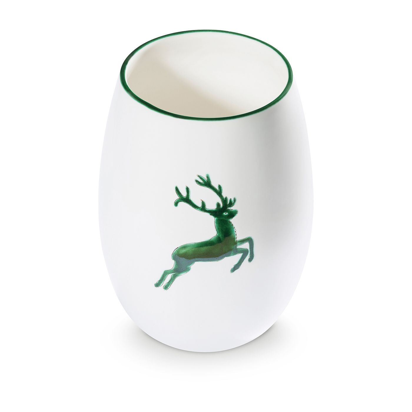Gmundner Keramik Grüner Hirsch, Vase 21cm