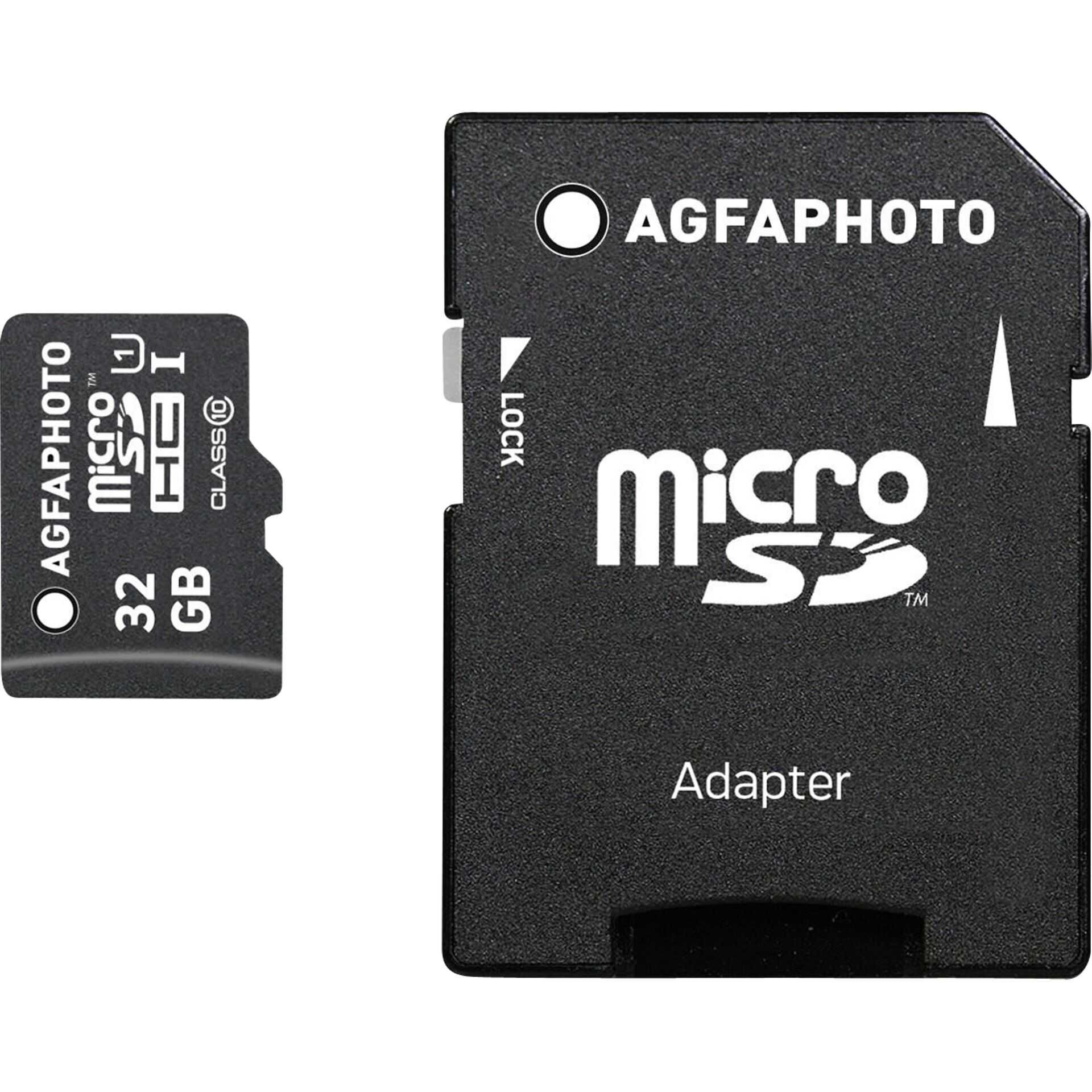 AgfaPhoto - Flash-Speicherkarte (microSDHC/SD-Adapter inbegriffen) - 32 GB - microSDHC UHS-I