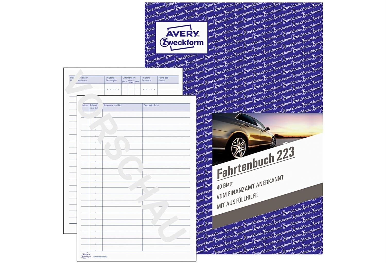 AVERY ZWECKFORM Fahrtenbuch 223 A5 40 Blatt