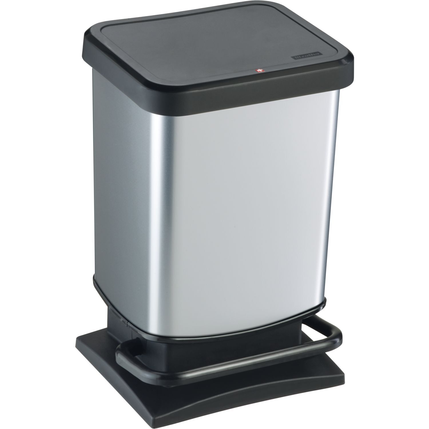 ROTHO Treteimer schwarz/metallicsilber, Inhalt: 20 Liter