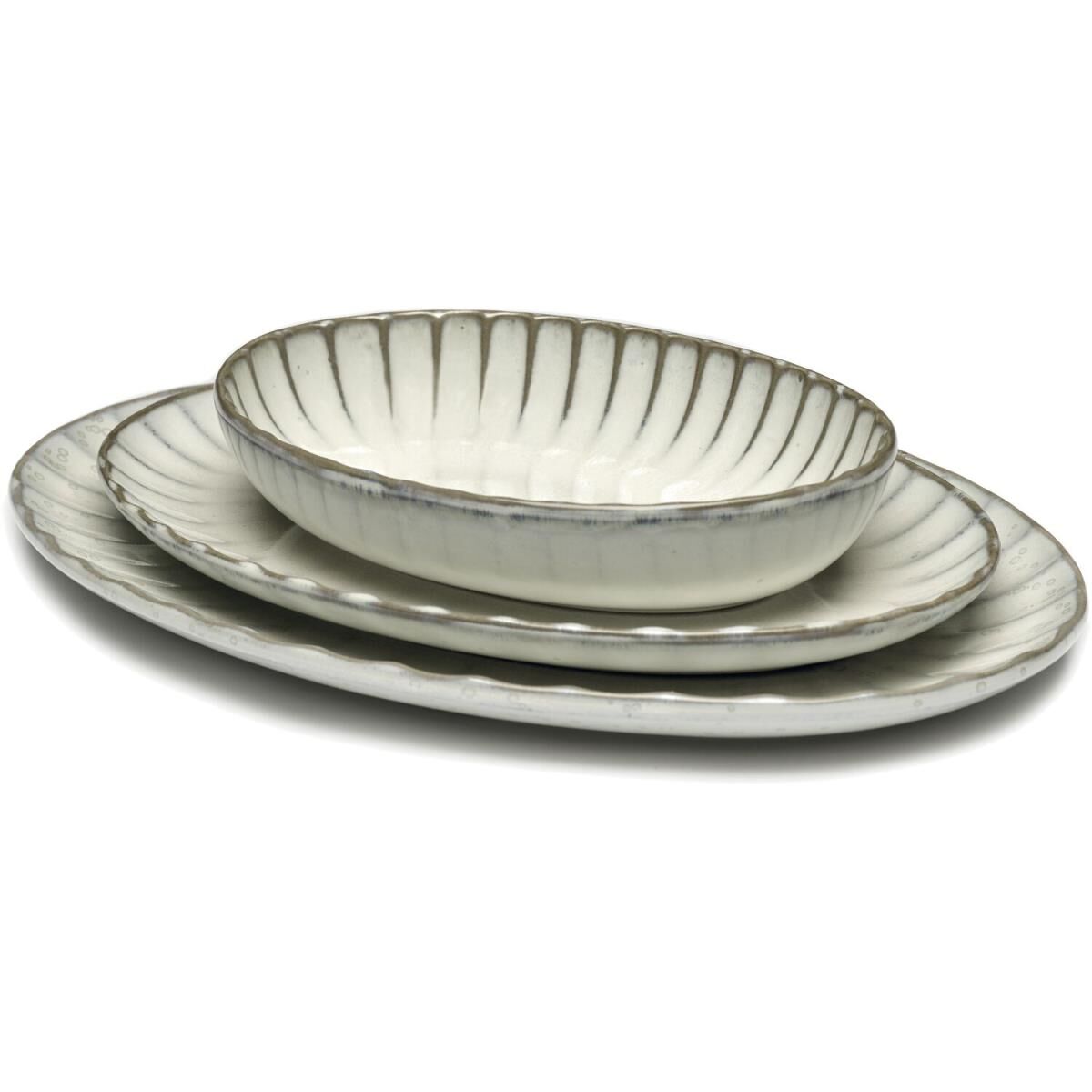 SERAX Inku Teller oval L Inku White, Länge: 300 mm, Breite: 210 mm