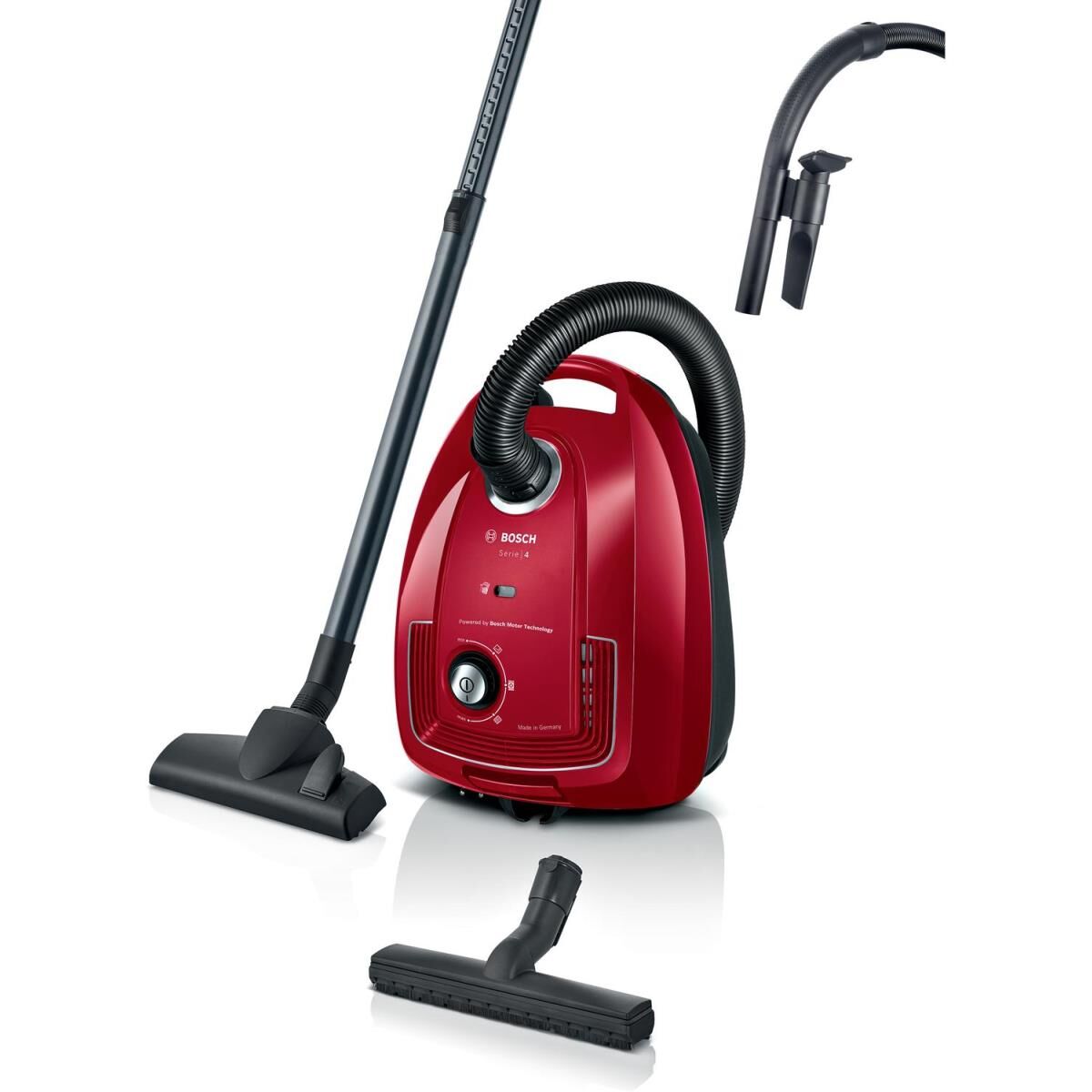 Bosch Serie 4, Staubsauger mit Beutel, Rot, BGD38RD1H