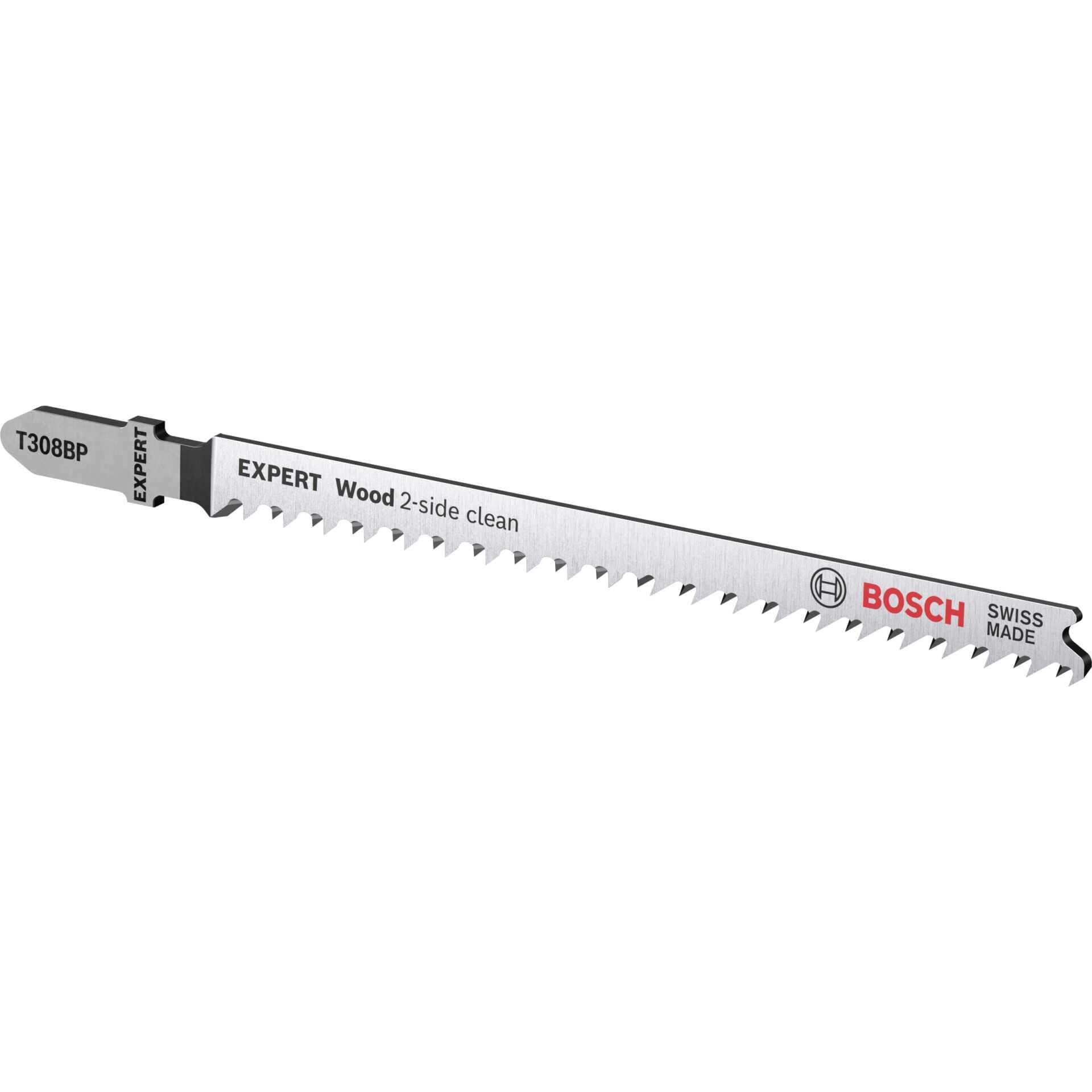 Bosch Expert Wood 2-side clean T308 BP - Stichsägenblatt - für Sperrholz, massive Möbelholzbretter - 5 Stücke - Länge: 117 mm