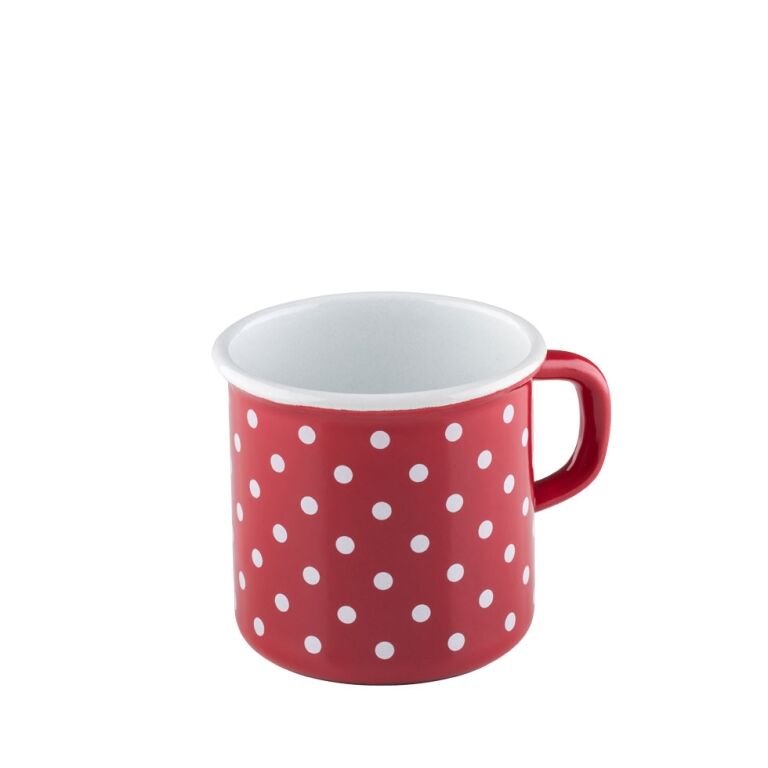 Riess Becher 3/8L Ø8cm Pünktchen Rot Emaille