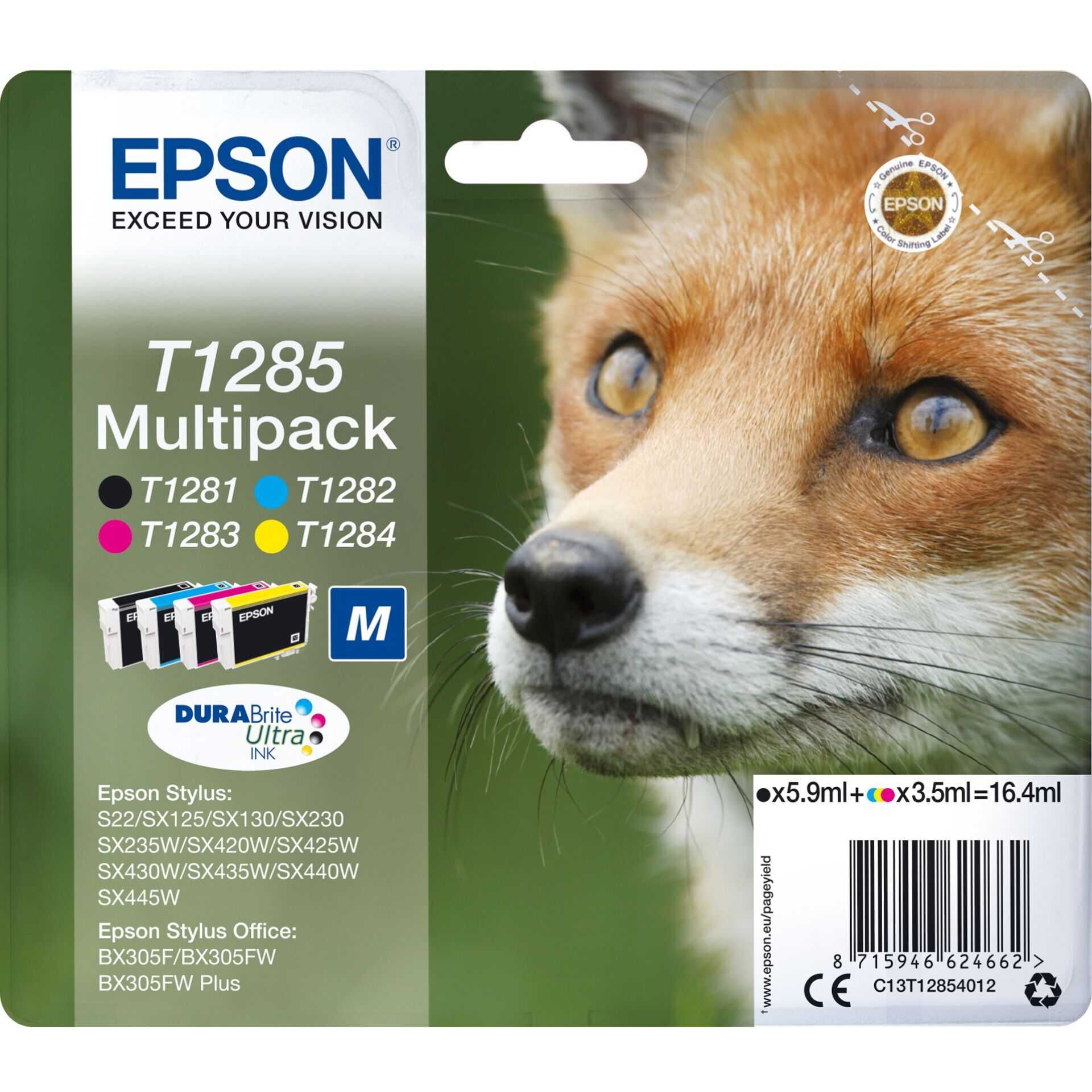 Epson T1285 Multipack - 4er-Pack - 16.4 ml - Schwarz, Gelb, Cyan, Magenta - Original - Tintenpatrone