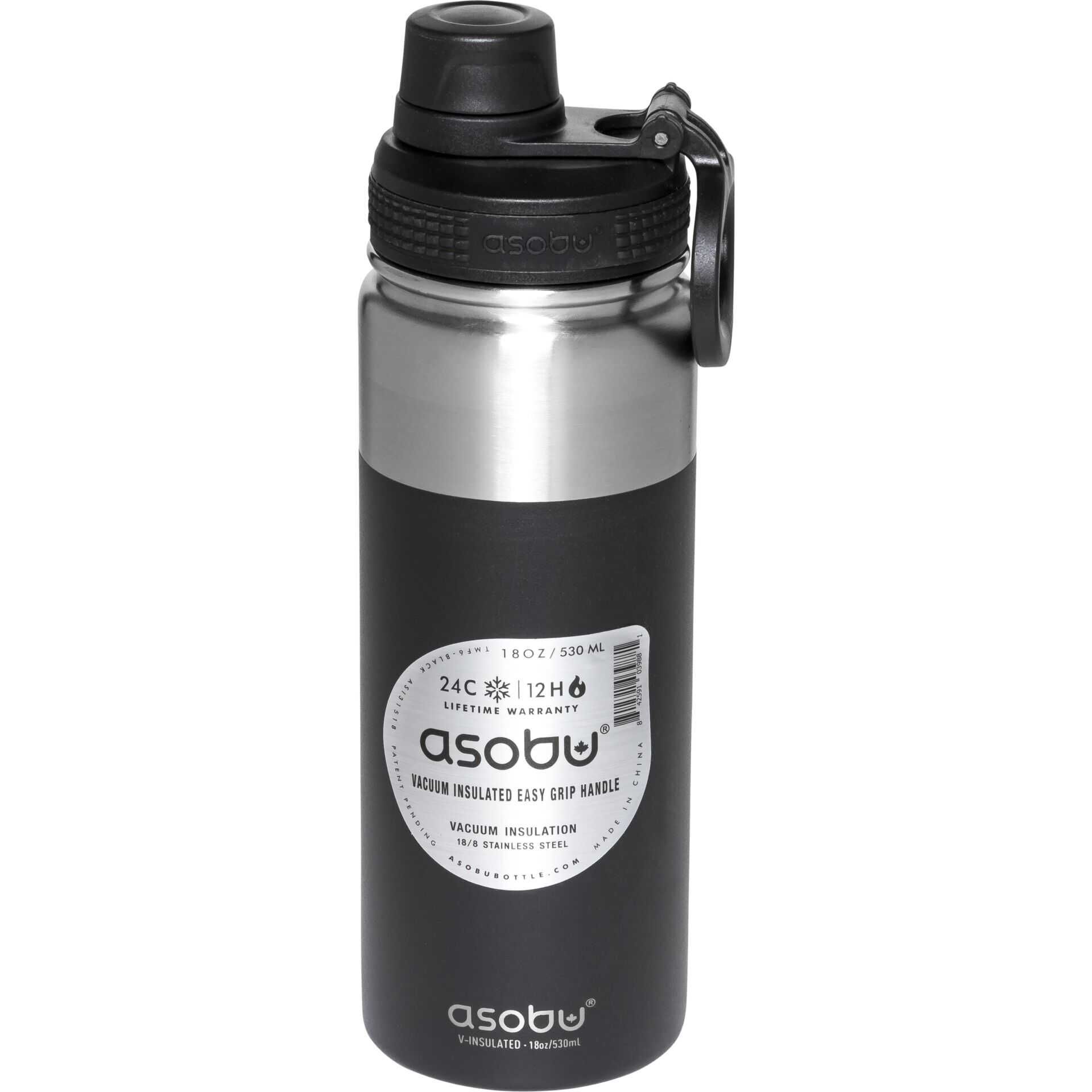 Asobu Alpine Flask Bottle Schwarz, 0.53 L