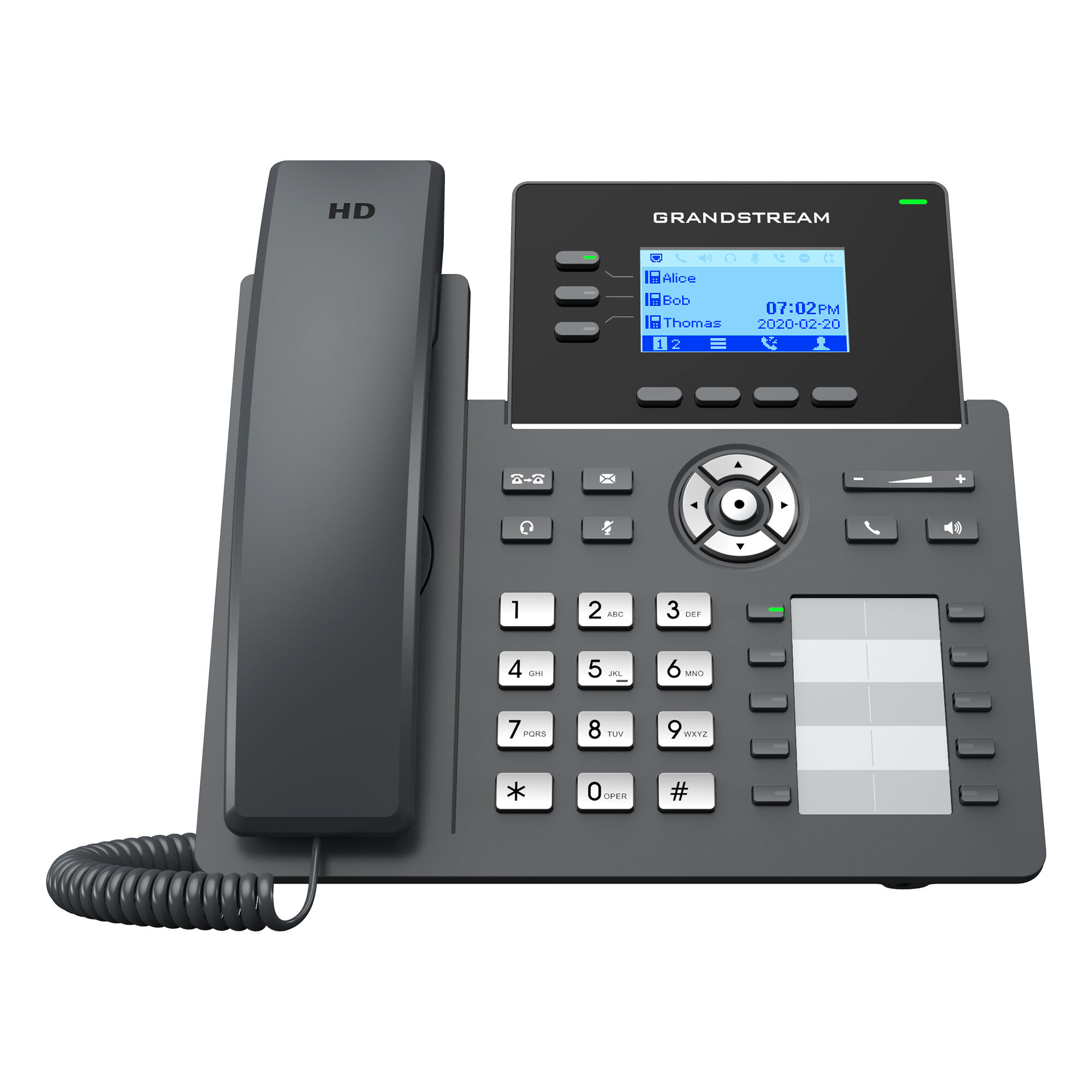 Grandstream GRP2604, IP-Telefon, Schwarz, Kabelgebundenes Mobilteil, 3 Zeilen, 2000 Eintragungen, LCD