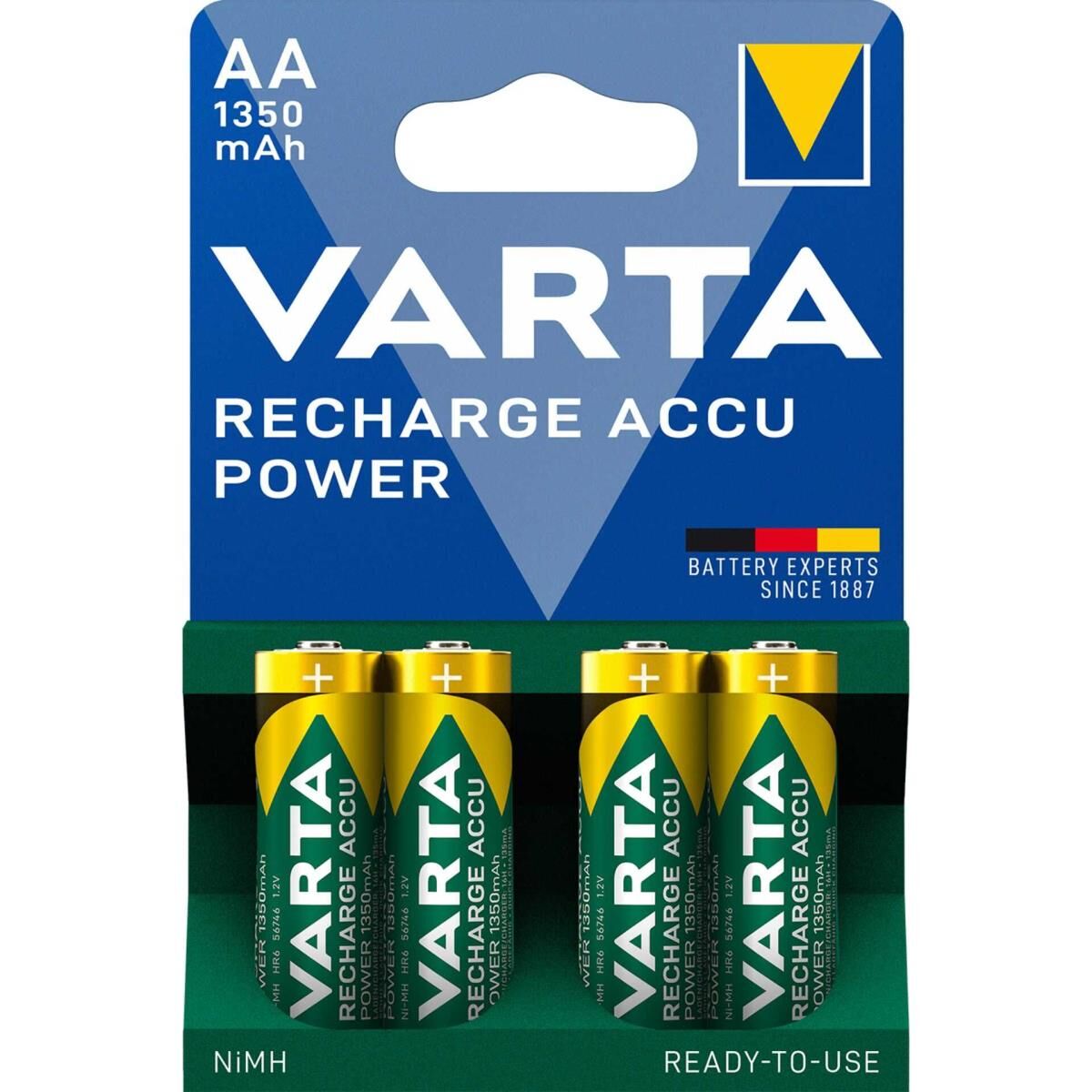Varta - Batterie AA-Typ - NiMH - (wiederaufladbar) - 1350 mAh (Packung mit 4)