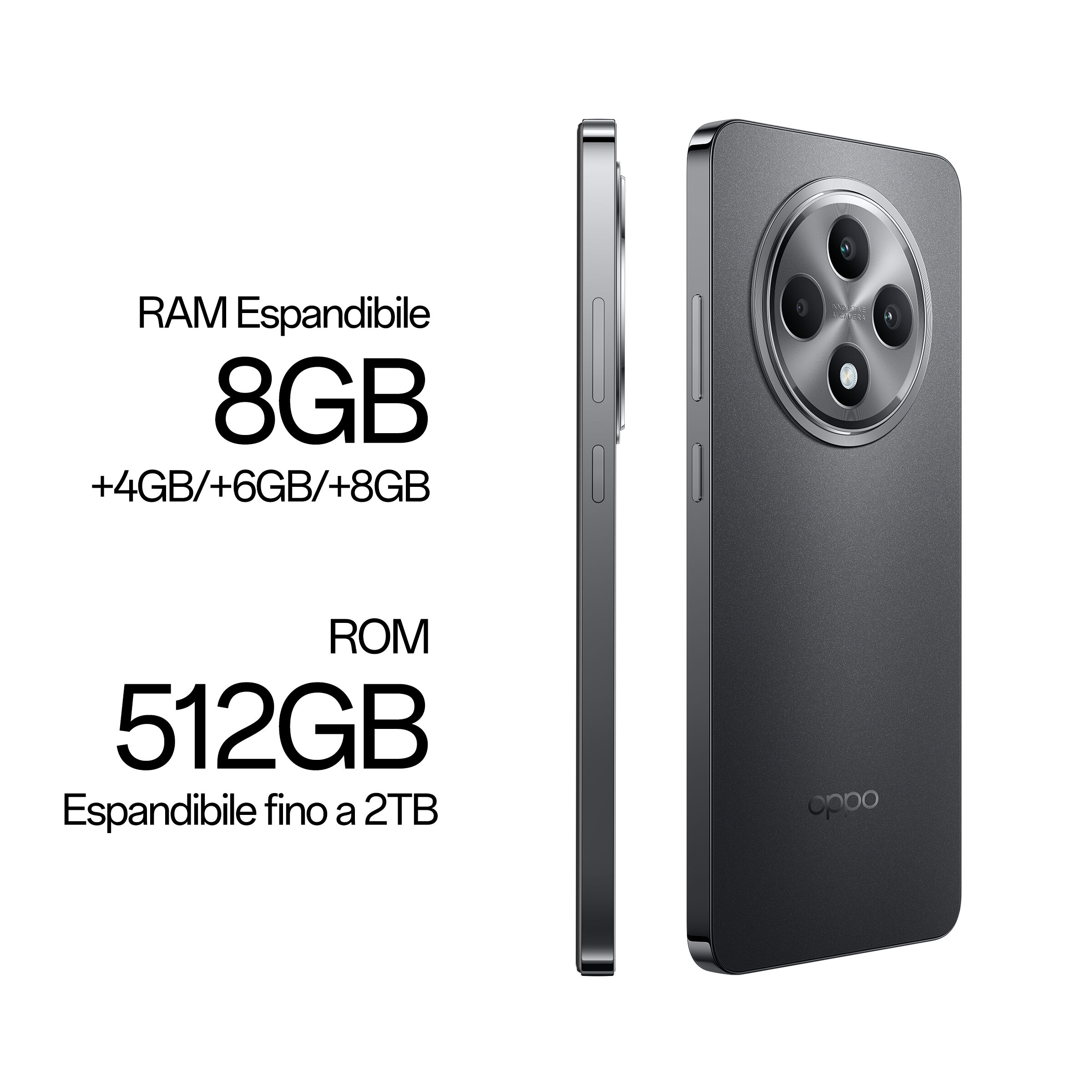 Oppo Reno12 FS 4G, 16,9 cm (6.67"), 8 GB, 512 GB, 50 MP, Android 14, Grau